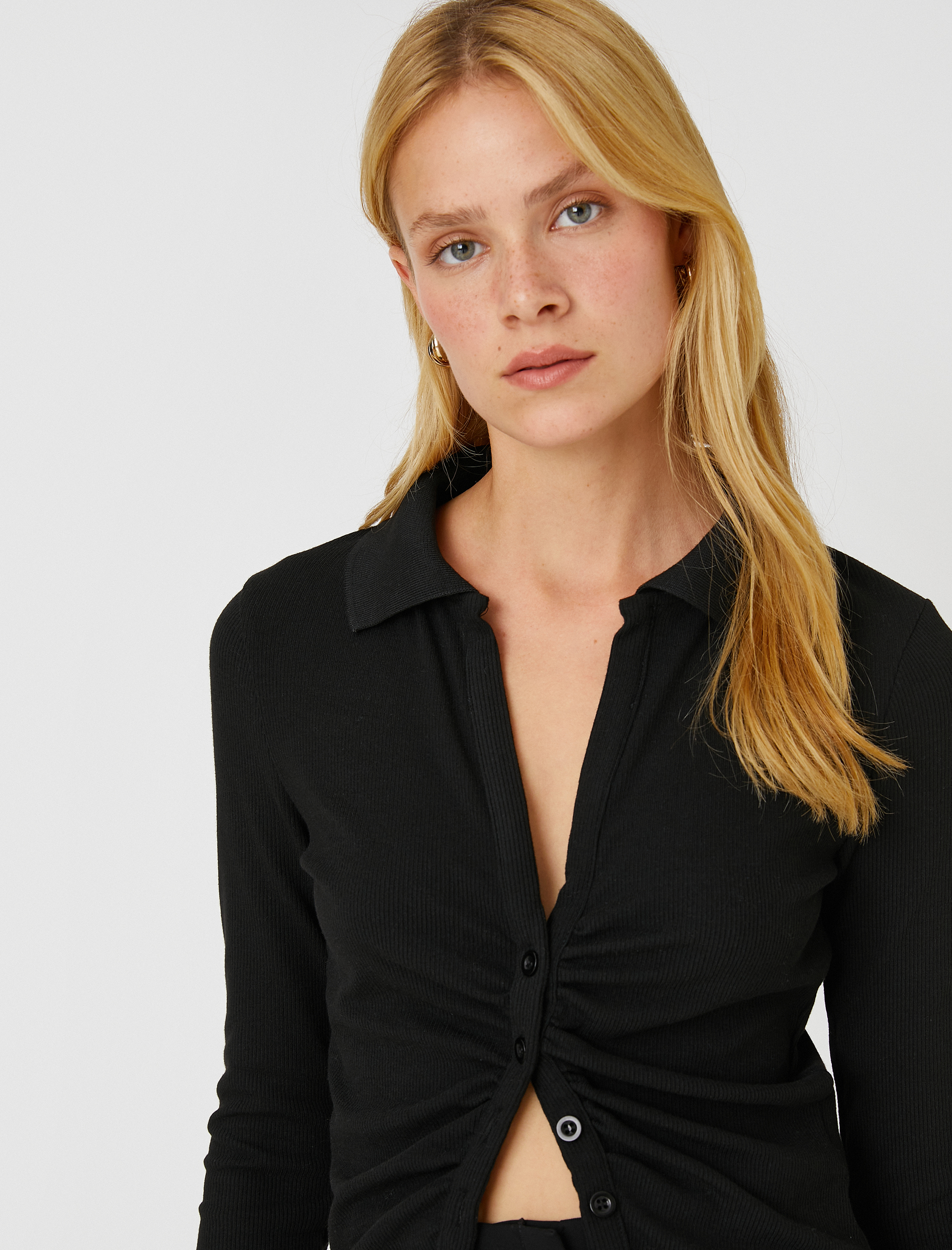   Drapeli Gömlek Uzun Kollu