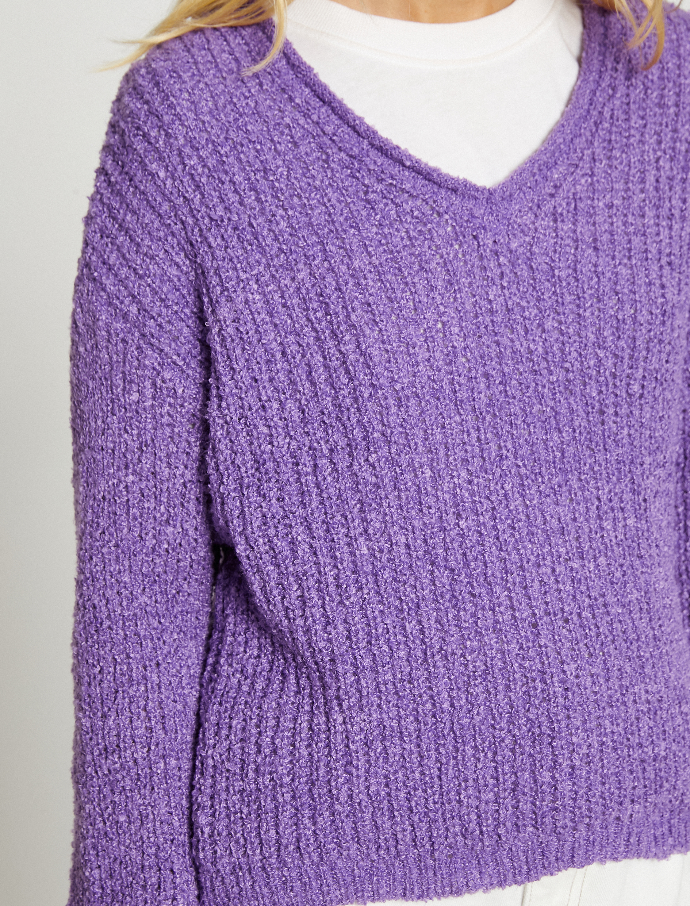 Örgü Triko Kazak V Yaka