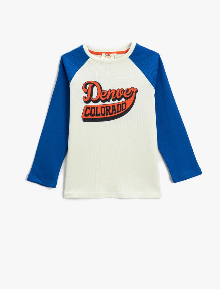 Erkek Çocuk Kolej Baskılı Uzun Kollu Tişört Pamuklu