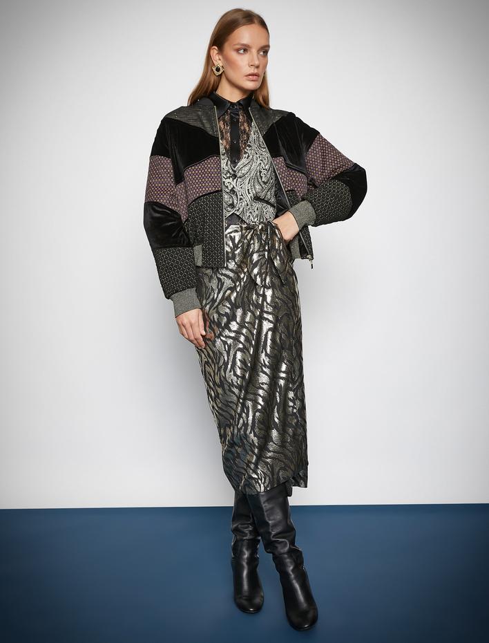  Melis Ağazat X Koton - Patchwork Bomber Ceket