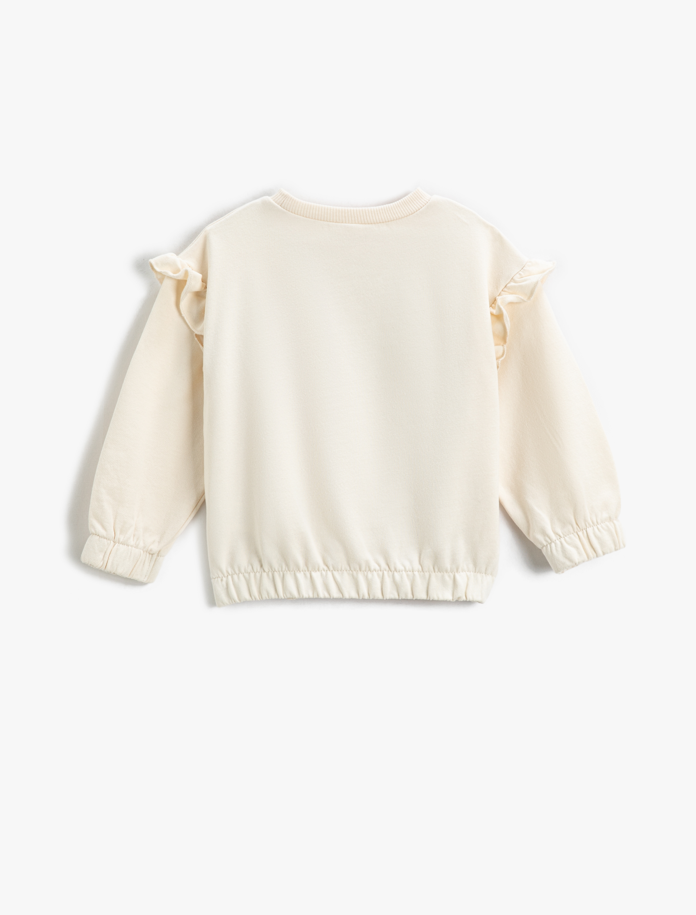  Kız Bebek Kedi Baskılı Sweatshirt Fırfır Detaylı