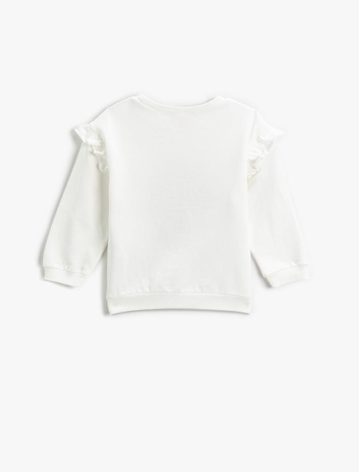 Kız Bebek Unicorn Aplike Detaylı Sweatshirt Fırfır Detaylı