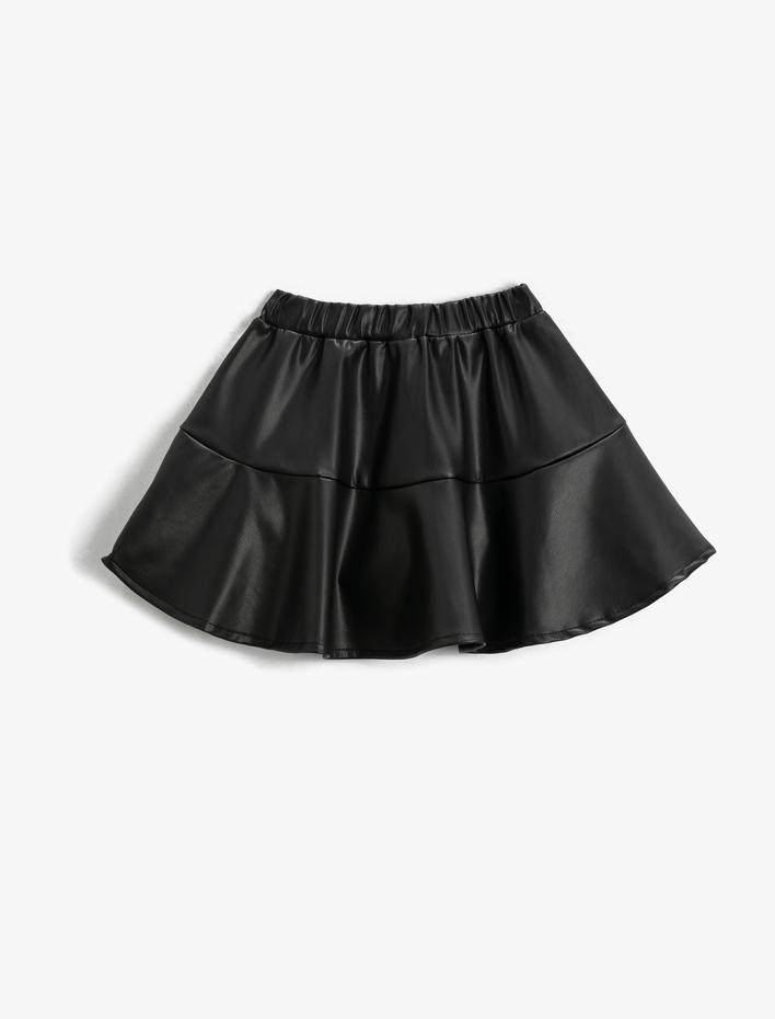 Kız Çocuk Deri Görünümlü Etek