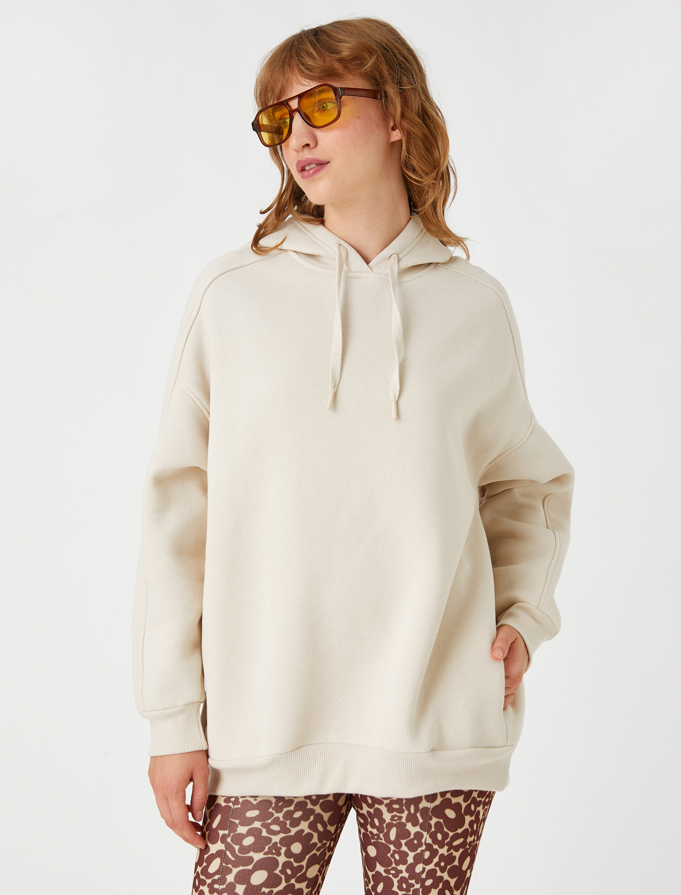   Oversize Kapüşonlu Sweatshirt İçi Polarlı