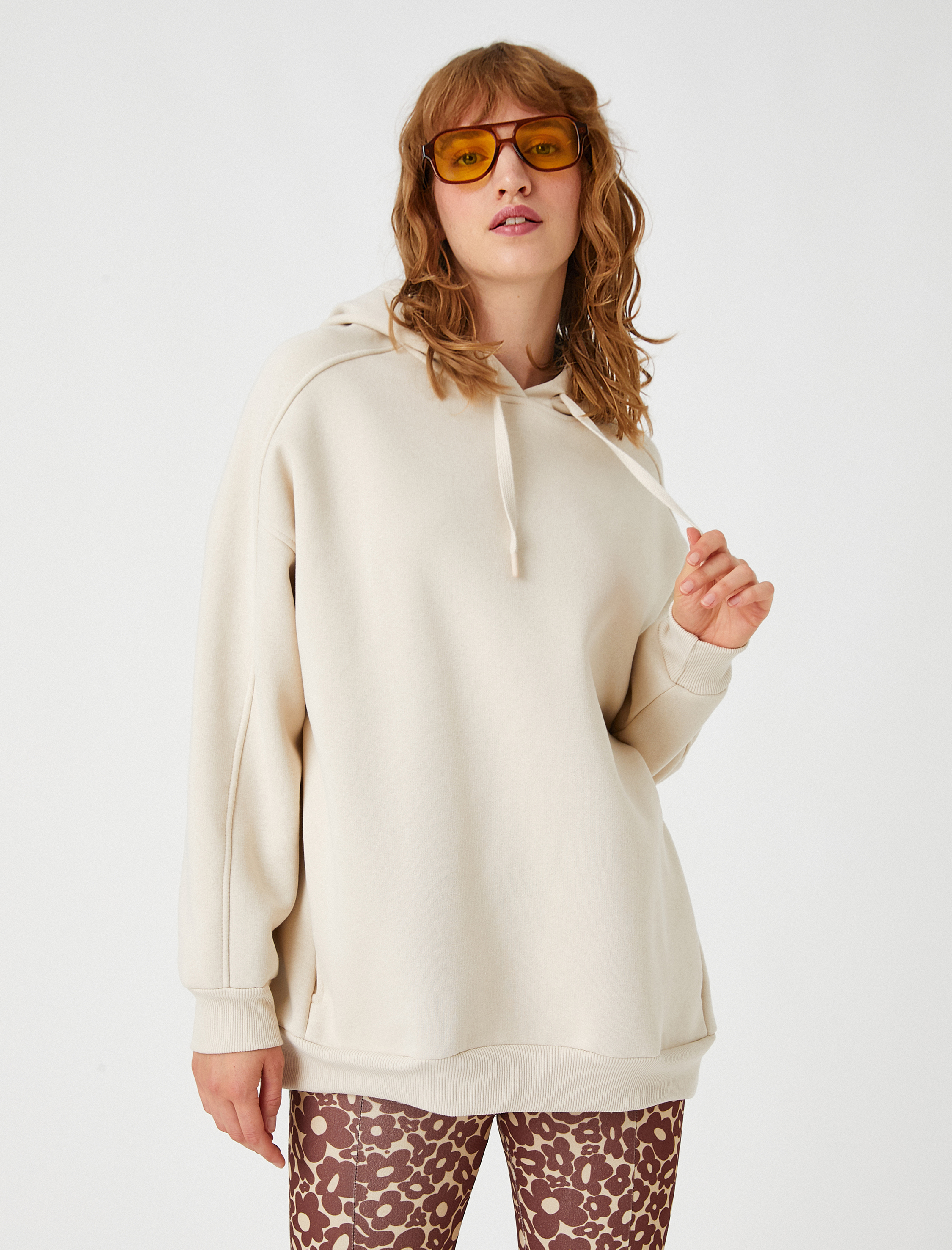   Oversize Kapüşonlu Sweatshirt İçi Polarlı