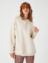 Oversize Kapüşonlu Sweatshirt İçi Polarlı