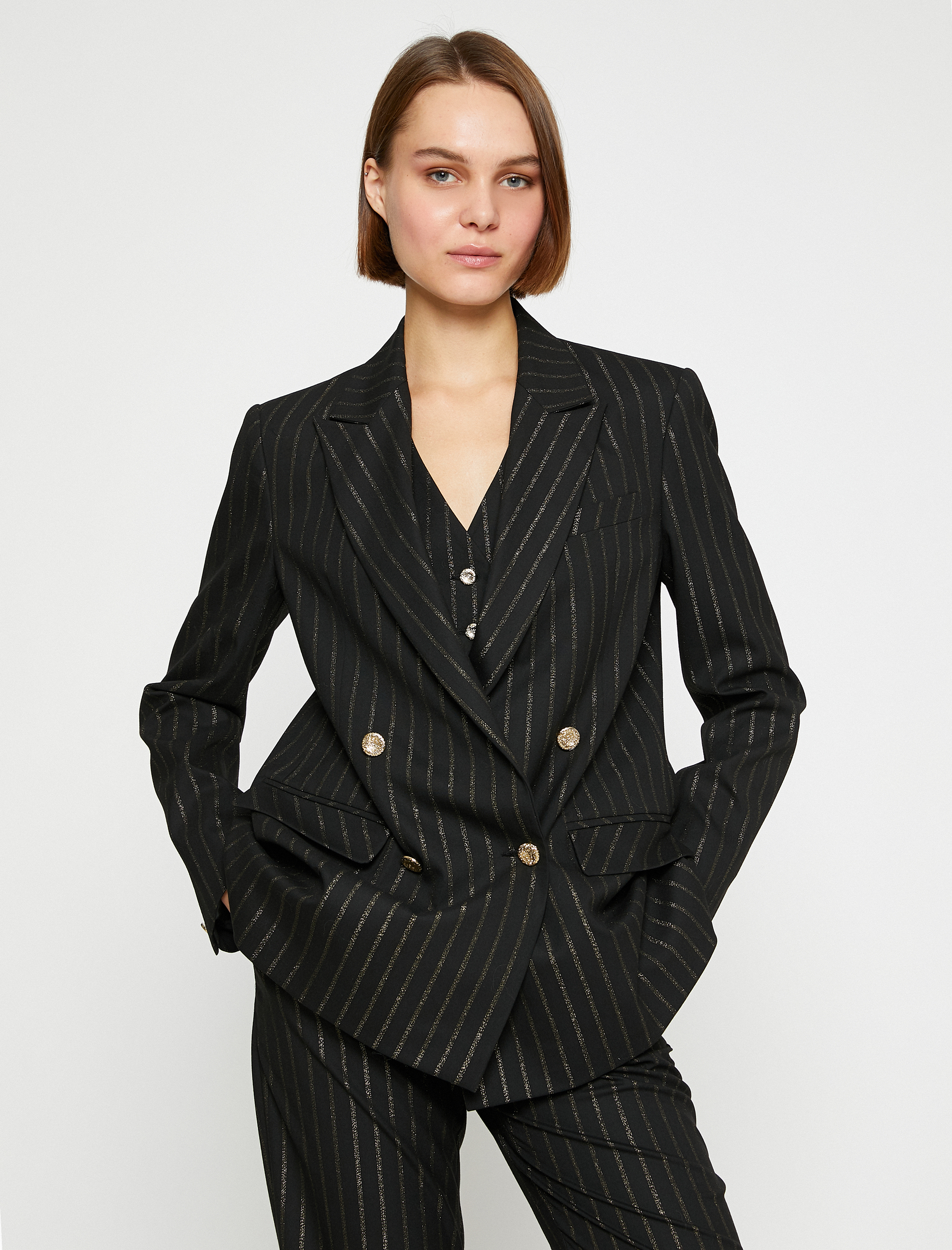   Pırıltılı Kruvaze Blazer Ceket