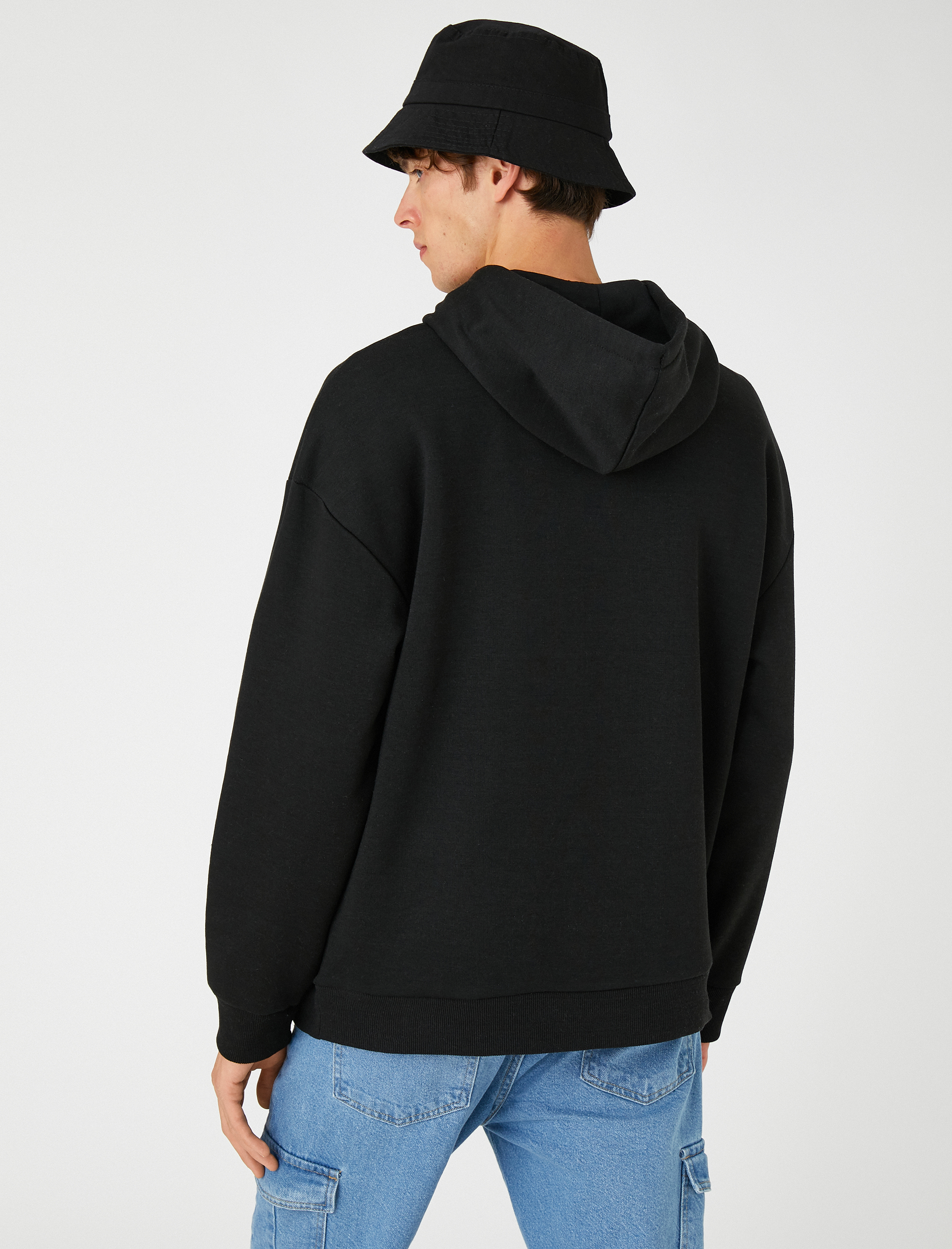   Kapşonlu Oversize Sweatshirt Şardonlu Kuru Kafa Baskılı