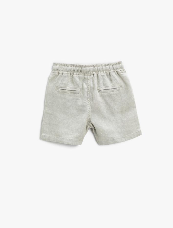 Erkek Bebek Keten Karışımlı Şort Beli Bağlamalı