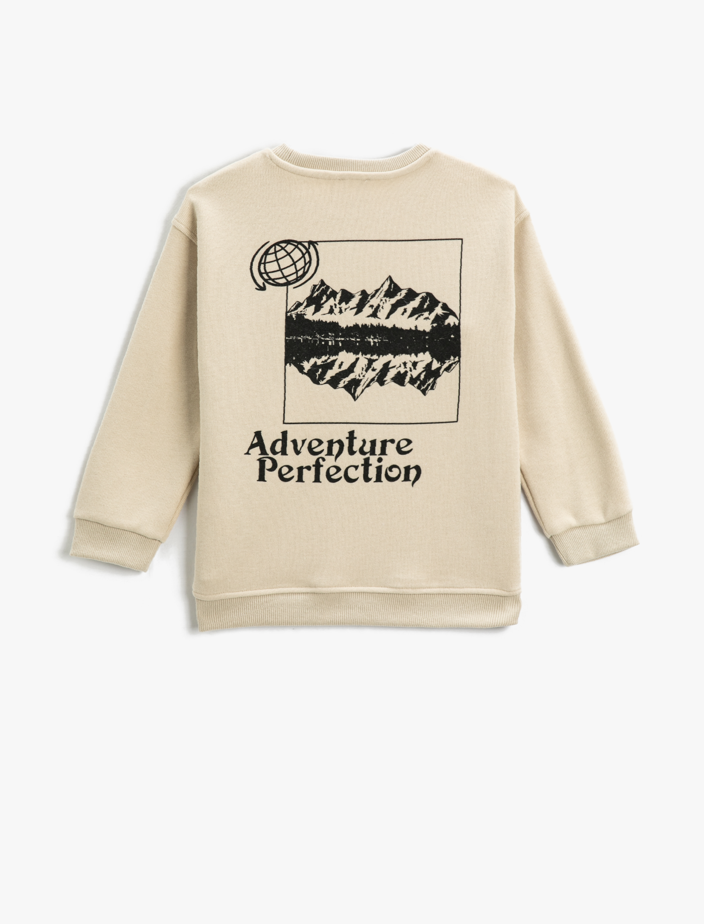  Erkek Çocuk Arkası Baskılı Sweatshirt Bisiklet Yaka