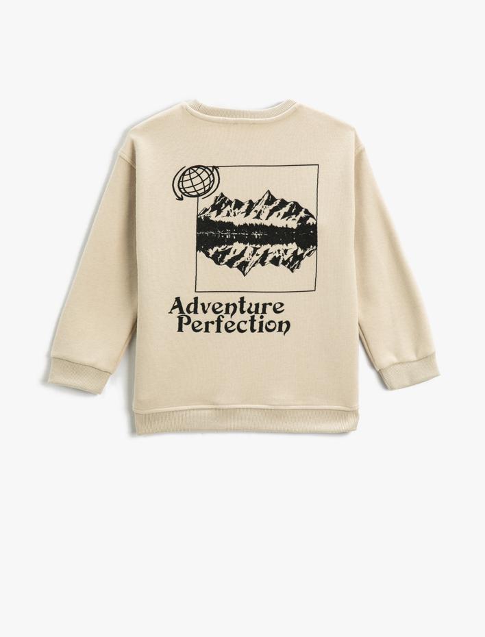 Erkek Çocuk Arkası Baskılı Sweatshirt Bisiklet Yaka