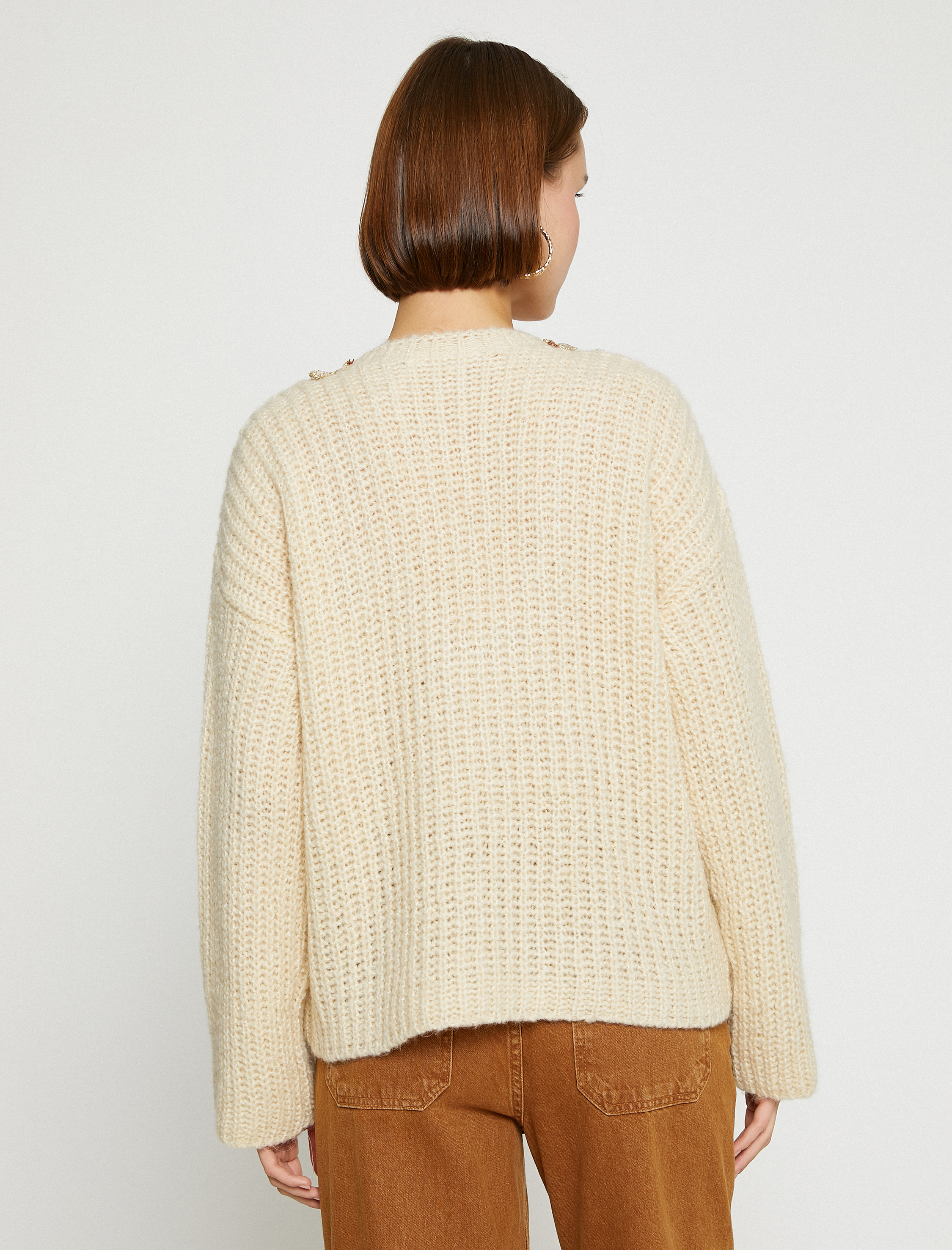   Yaka Detaylı Örgü Kazak