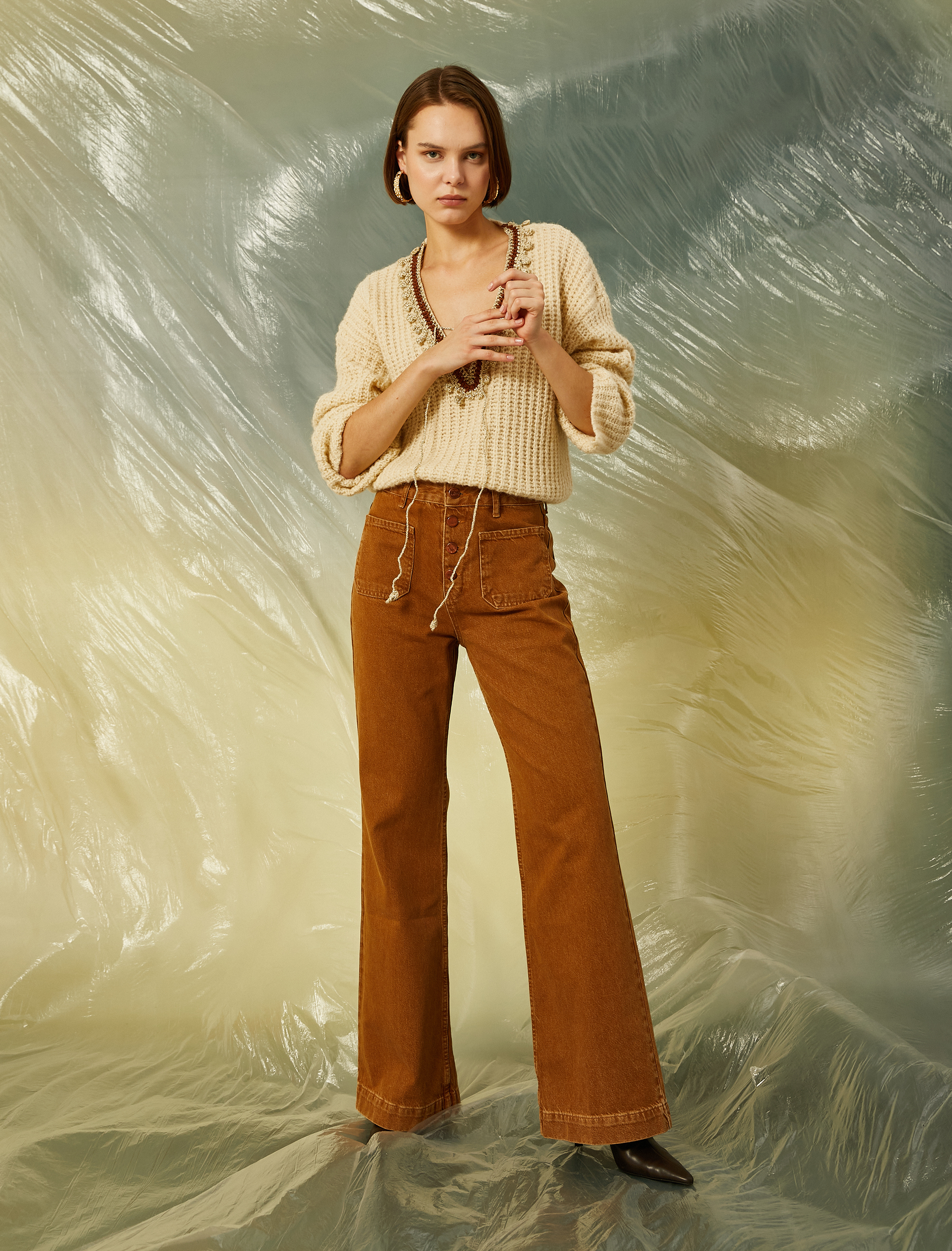   İspanyol Paça Yüksek Bel Kot Pantolon