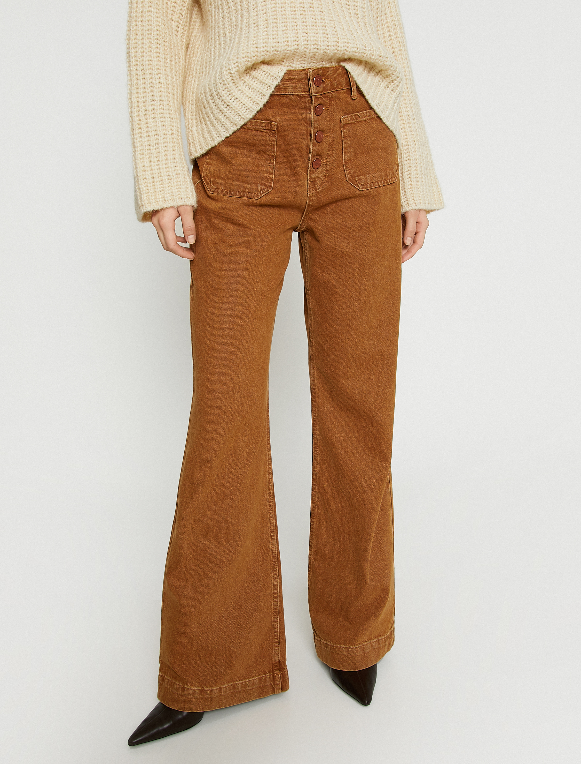   İspanyol Paça Yüksek Bel Kot Pantolon