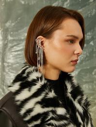 Su Yolu Taş Detaylı Cuff Küpe