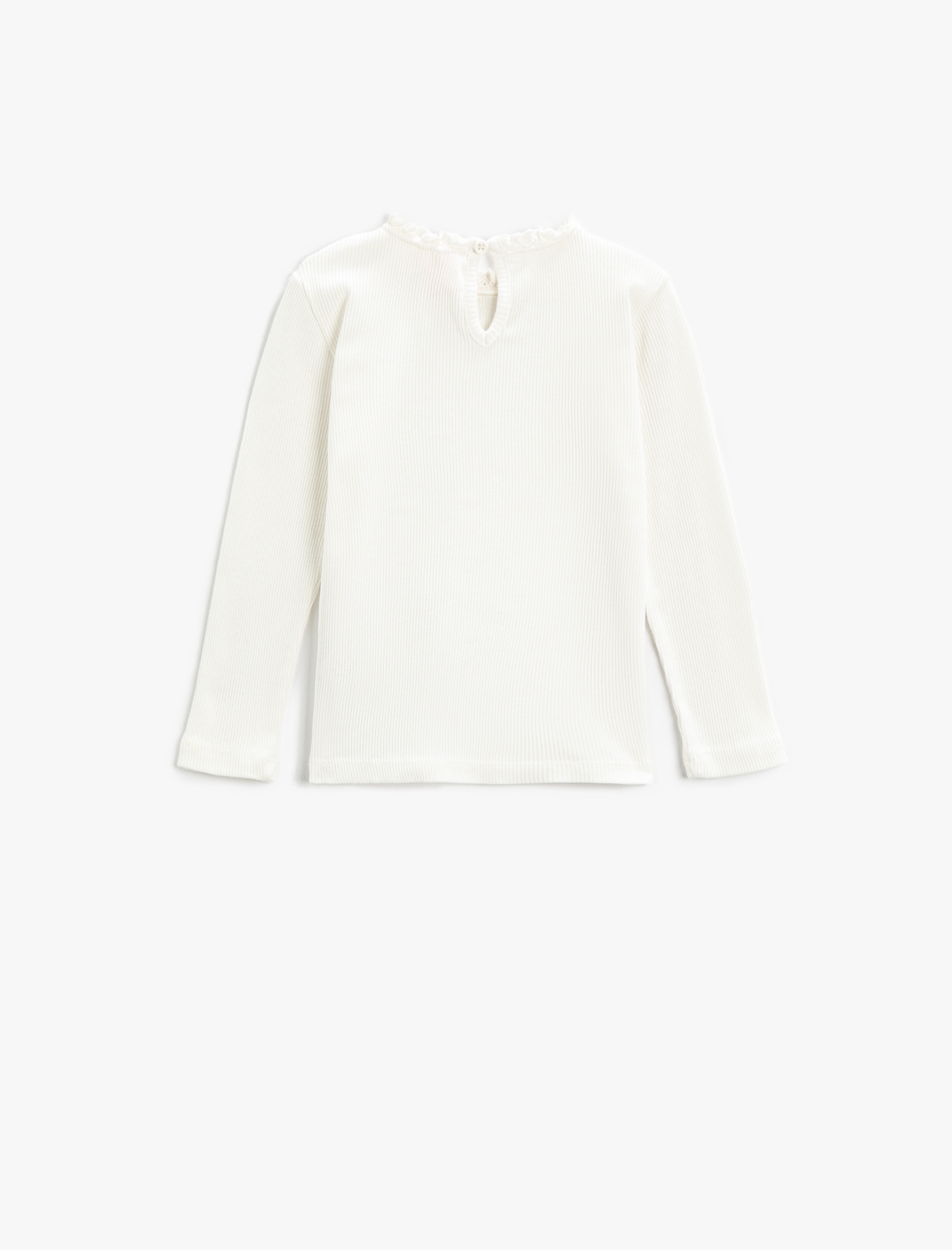  Kız Bebek Basic Fırfırlı Bisiklet Yaka Tişört Uzun Kollu