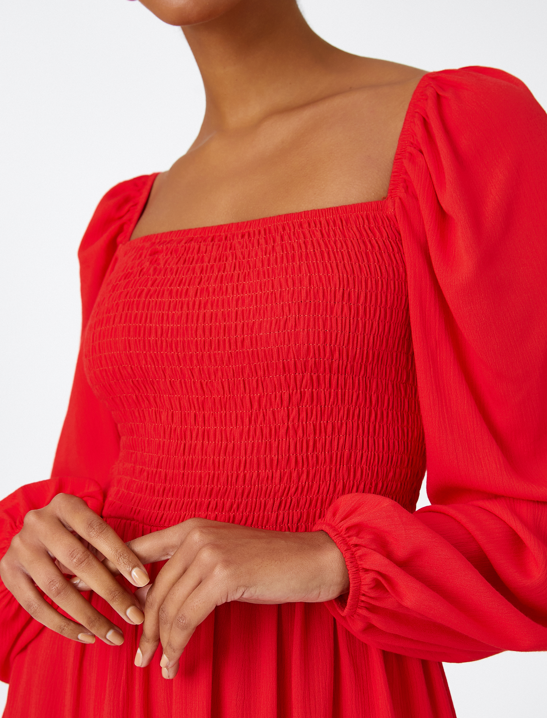   Midi Elbise Uzun Kollu Gipeli