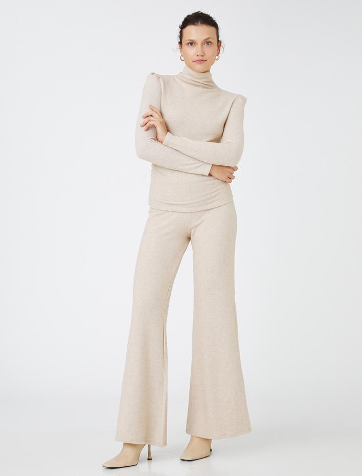  İspanyol Paça Pantolon Beli Lastikli