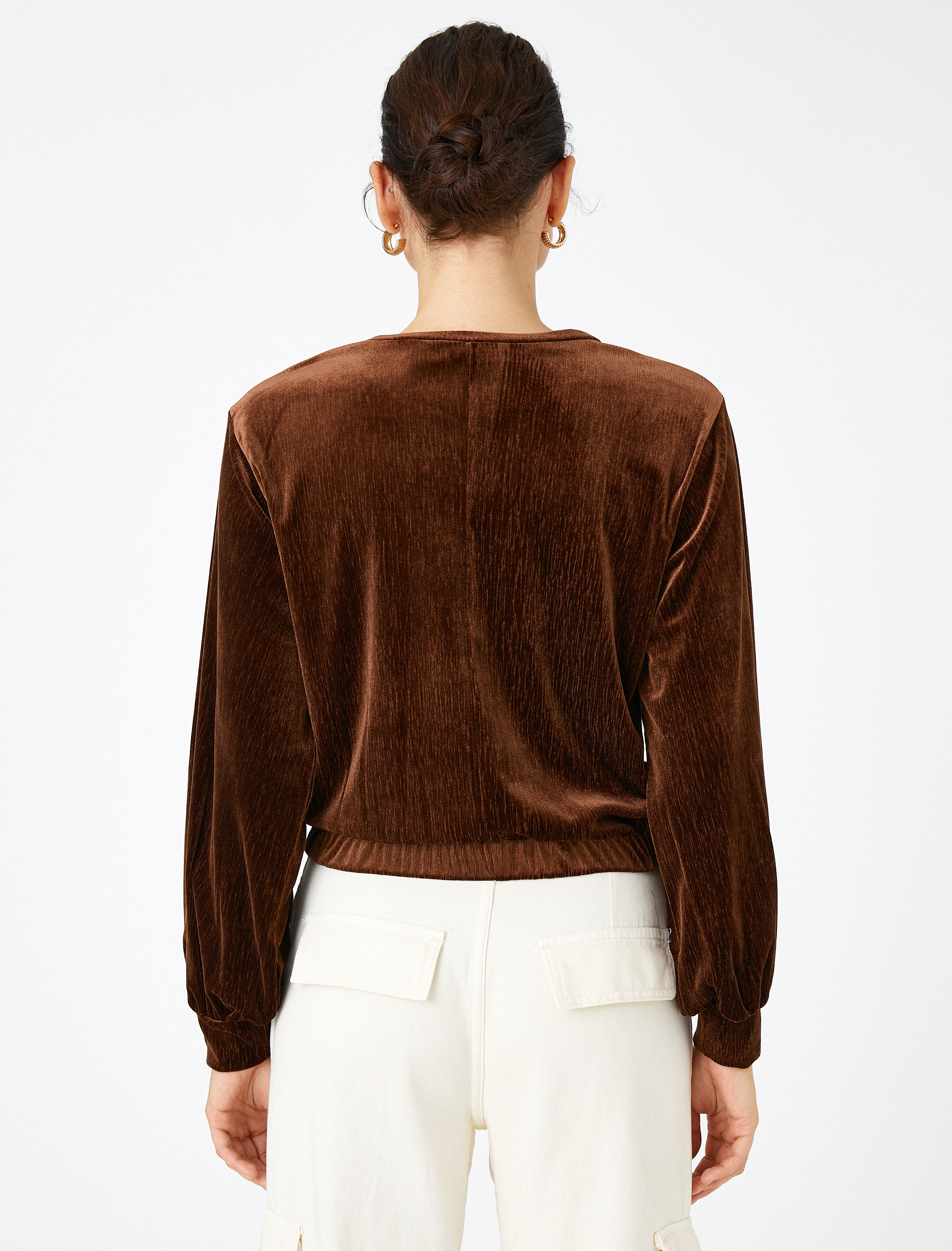   Kadife Bluz Balon Kollu