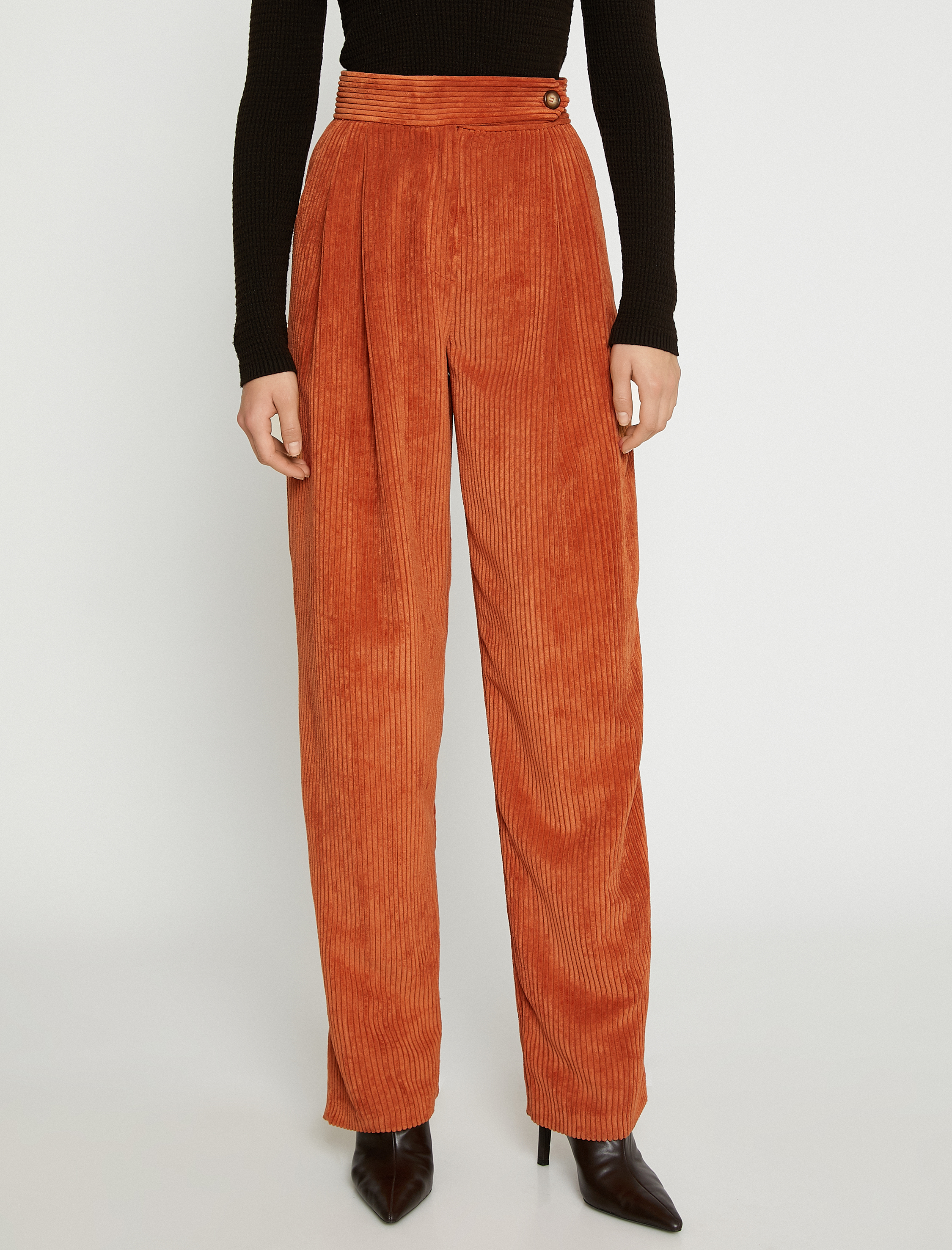   Fitilli Kadife Bol Paça Pantolon