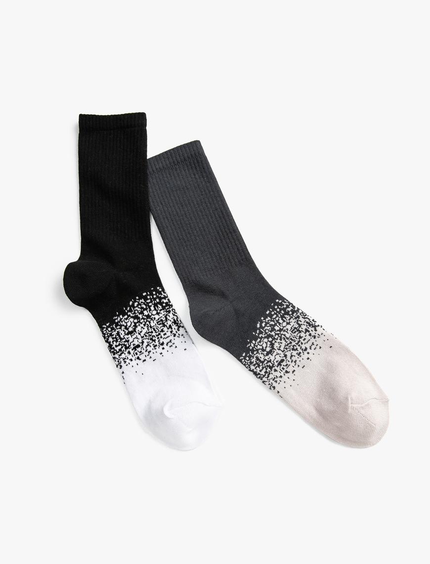  Erkek 2'li Soket Çorap Seti Soyut Desenli
