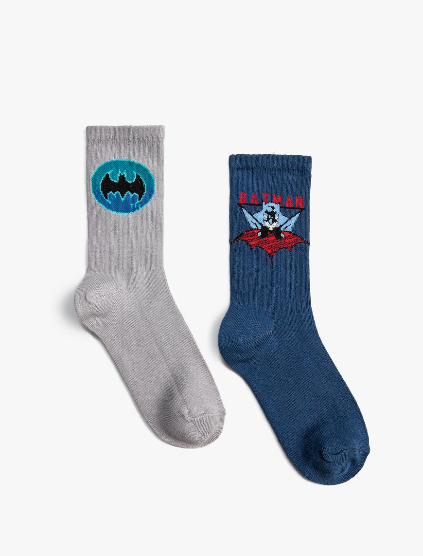  Erkek Çocuk 2'li Batman Baskılı Çorap Lisanslı