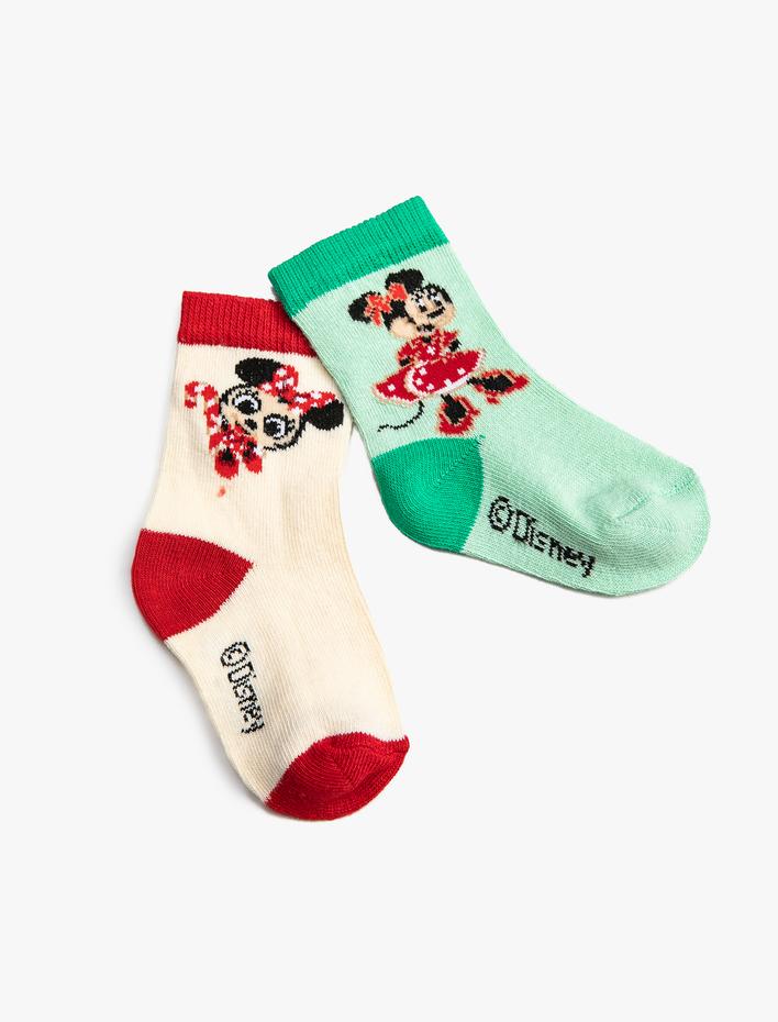 Kız Bebek 2'li Mickey Mouse Baskılı Çorap Lisanslı