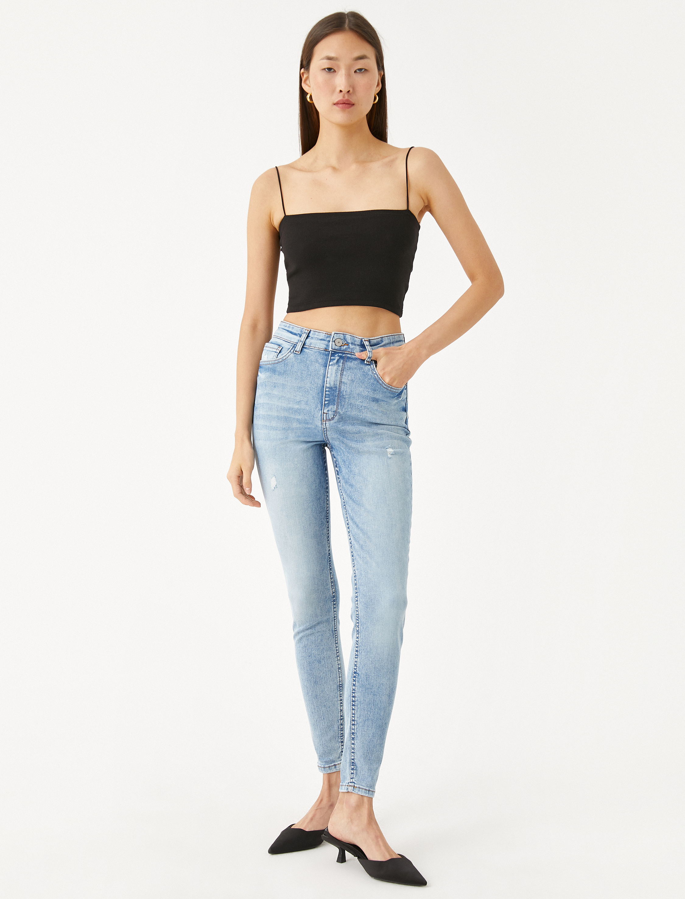   Dar Kesim Yüksek Bel Dar Paça Kot Pantolon - Carmen Skinny Jean