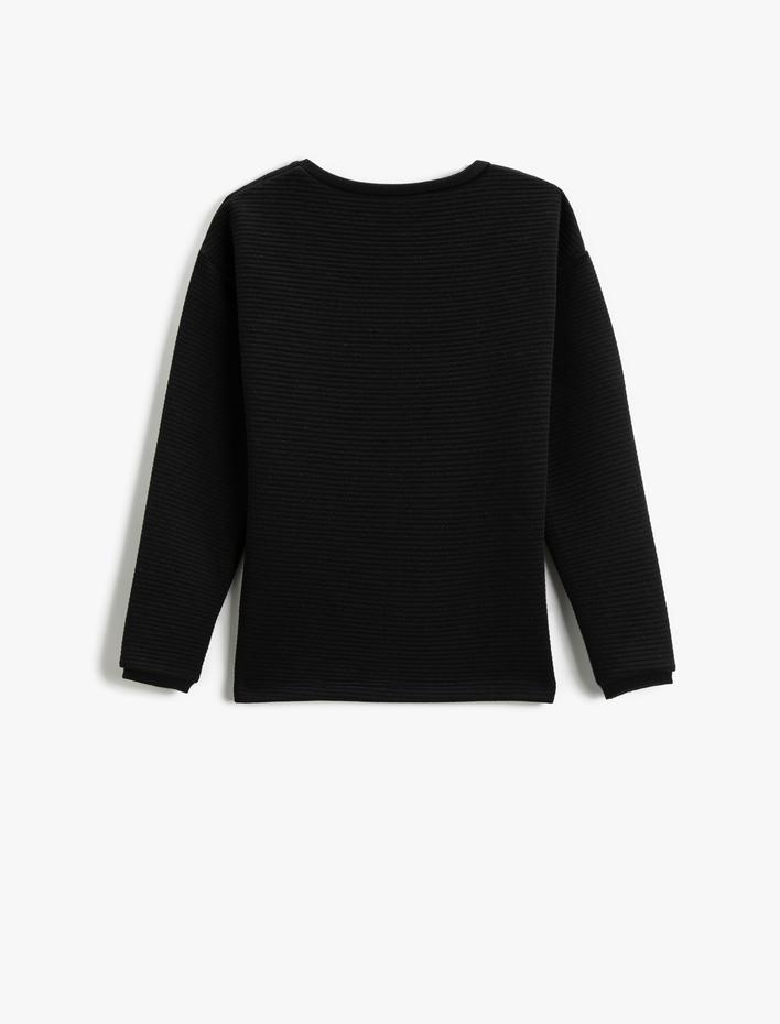 Kız Çocuk Baskılı Sweatshirt Bisiklet Yaka Uzun Kollu