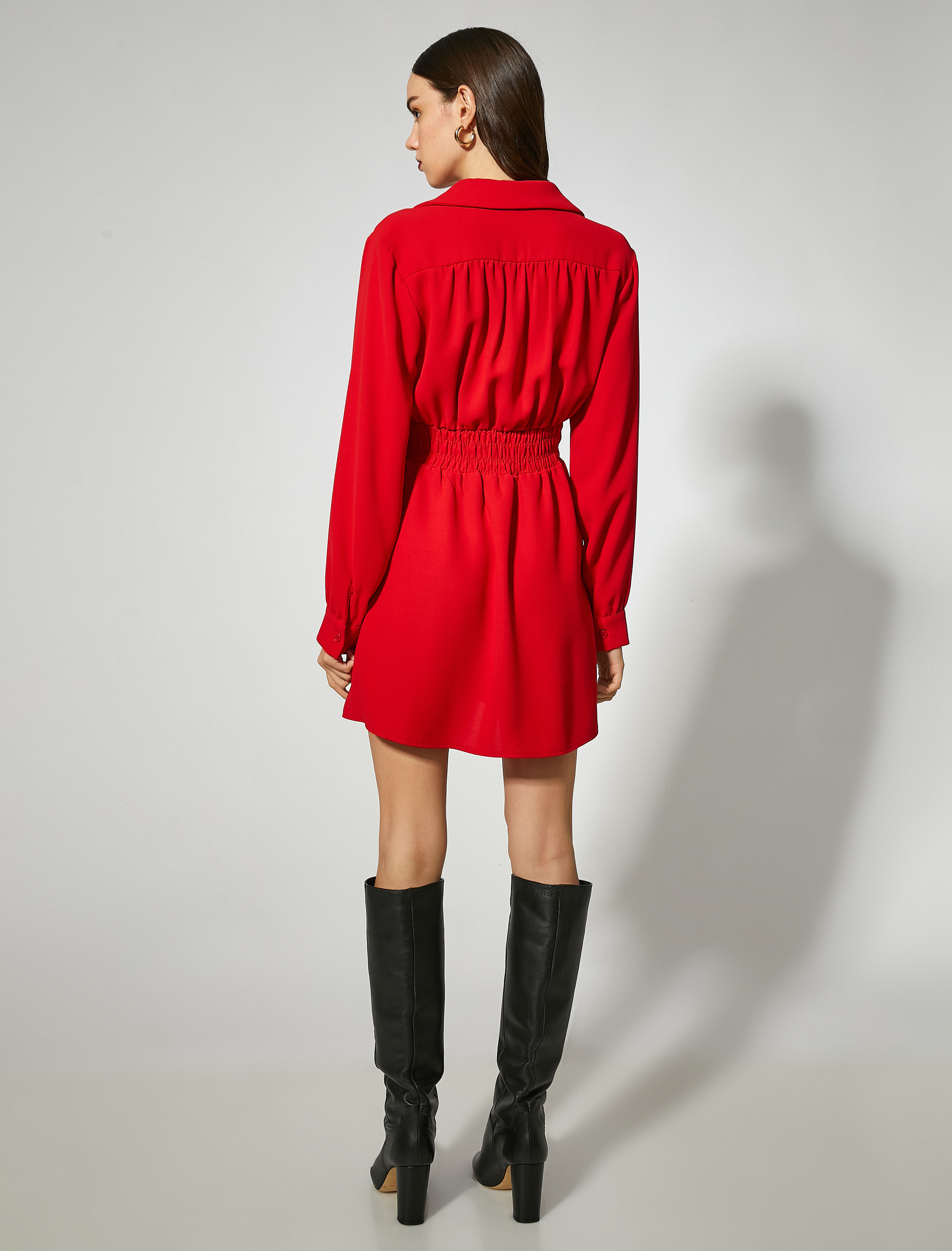   Gömlek Yaka Mini Elbise