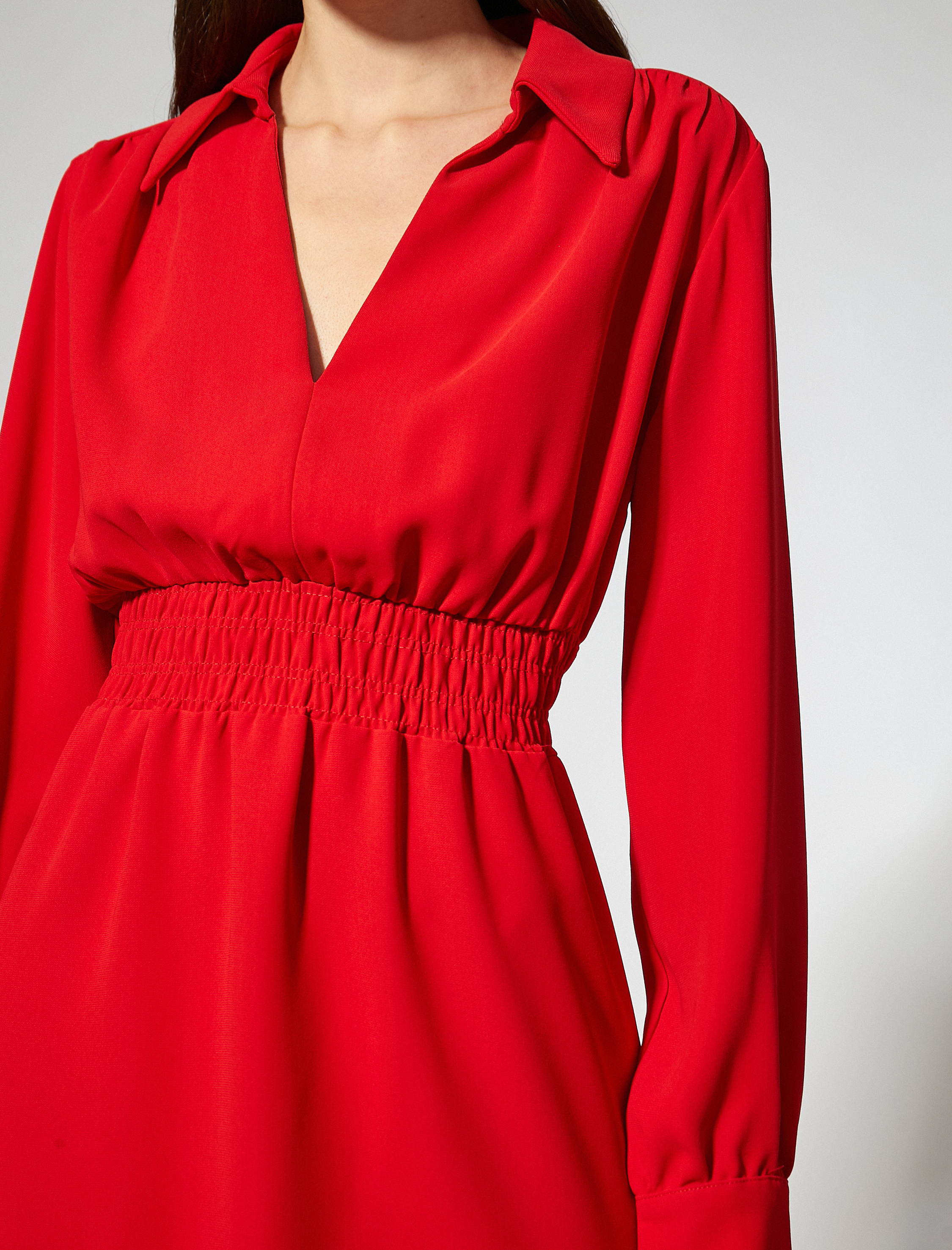   Gömlek Yaka Mini Elbise