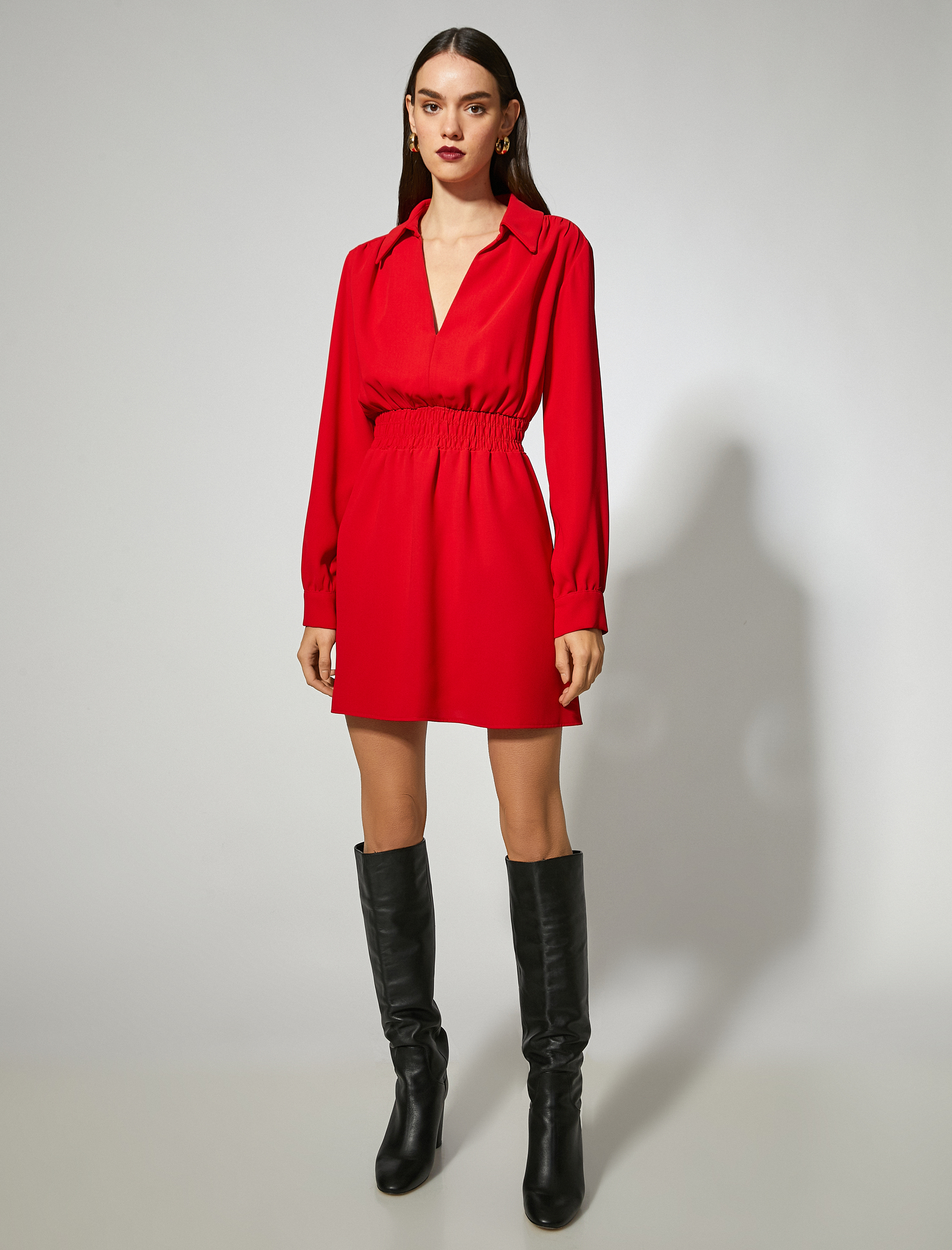   Gömlek Yaka Mini Elbise