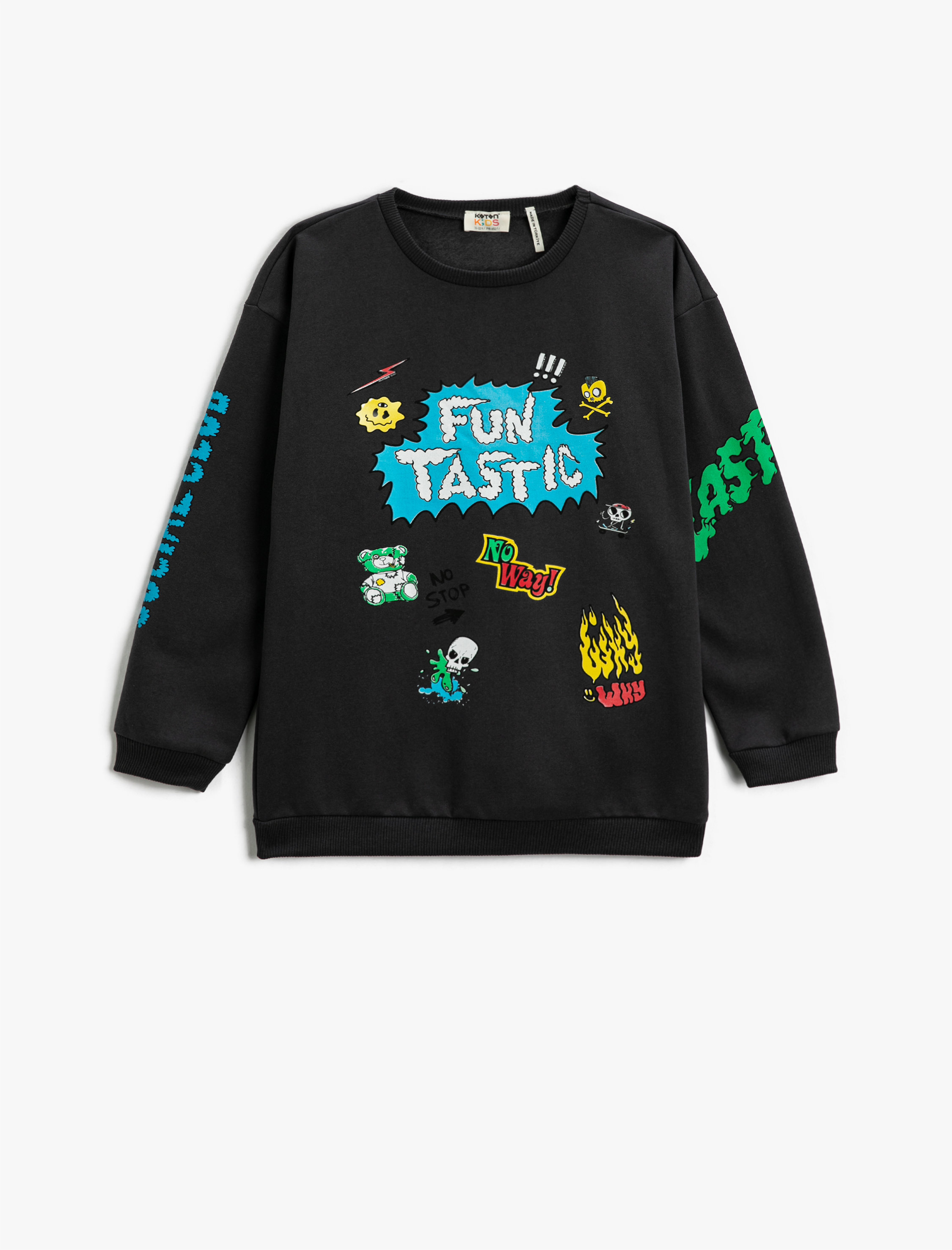  Erkek Çocuk Sweatshirt Baskılı Bisiklet Yaka