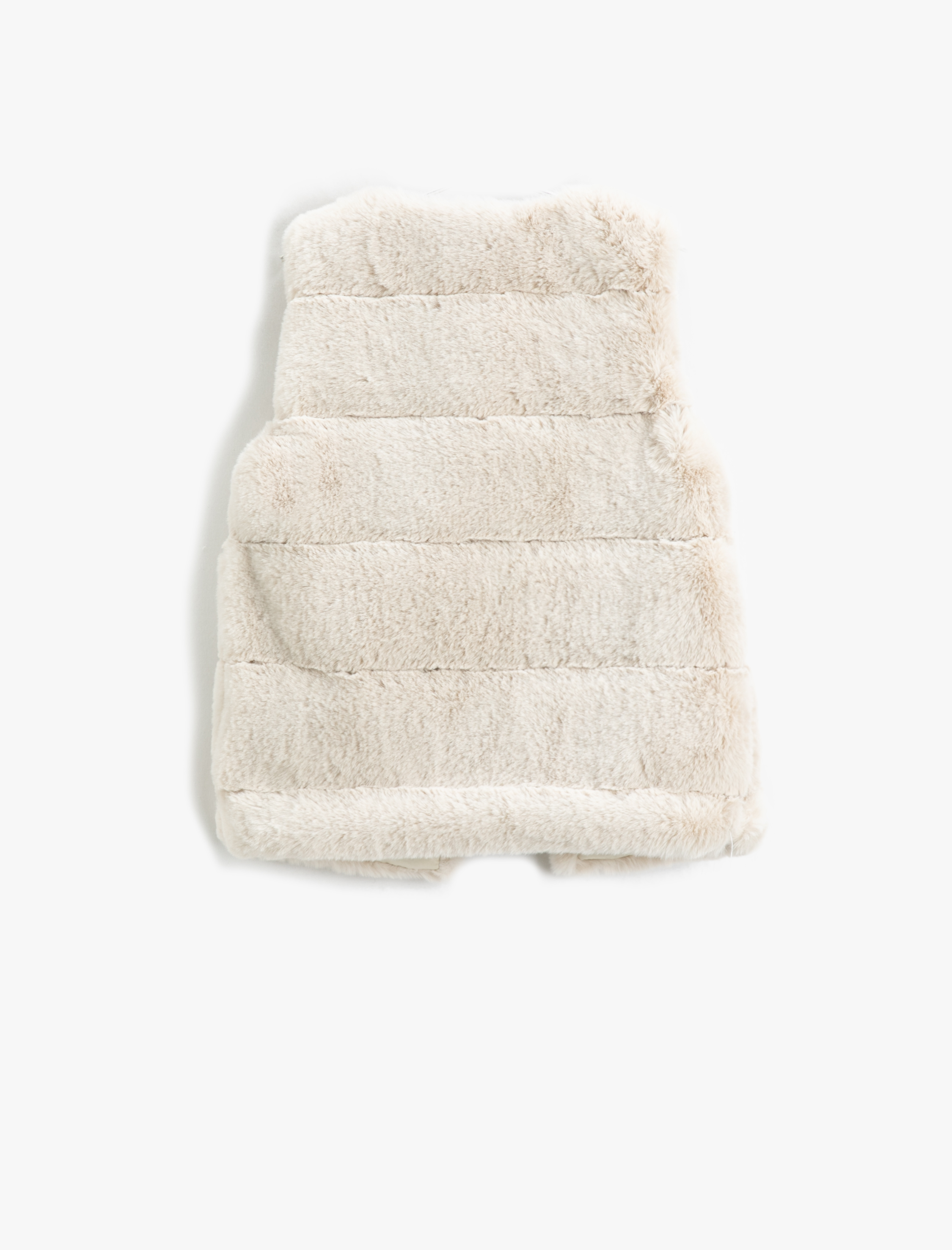  Kız Çocuk Peluş Yelek Yuvarlak Yaka Kolsuz