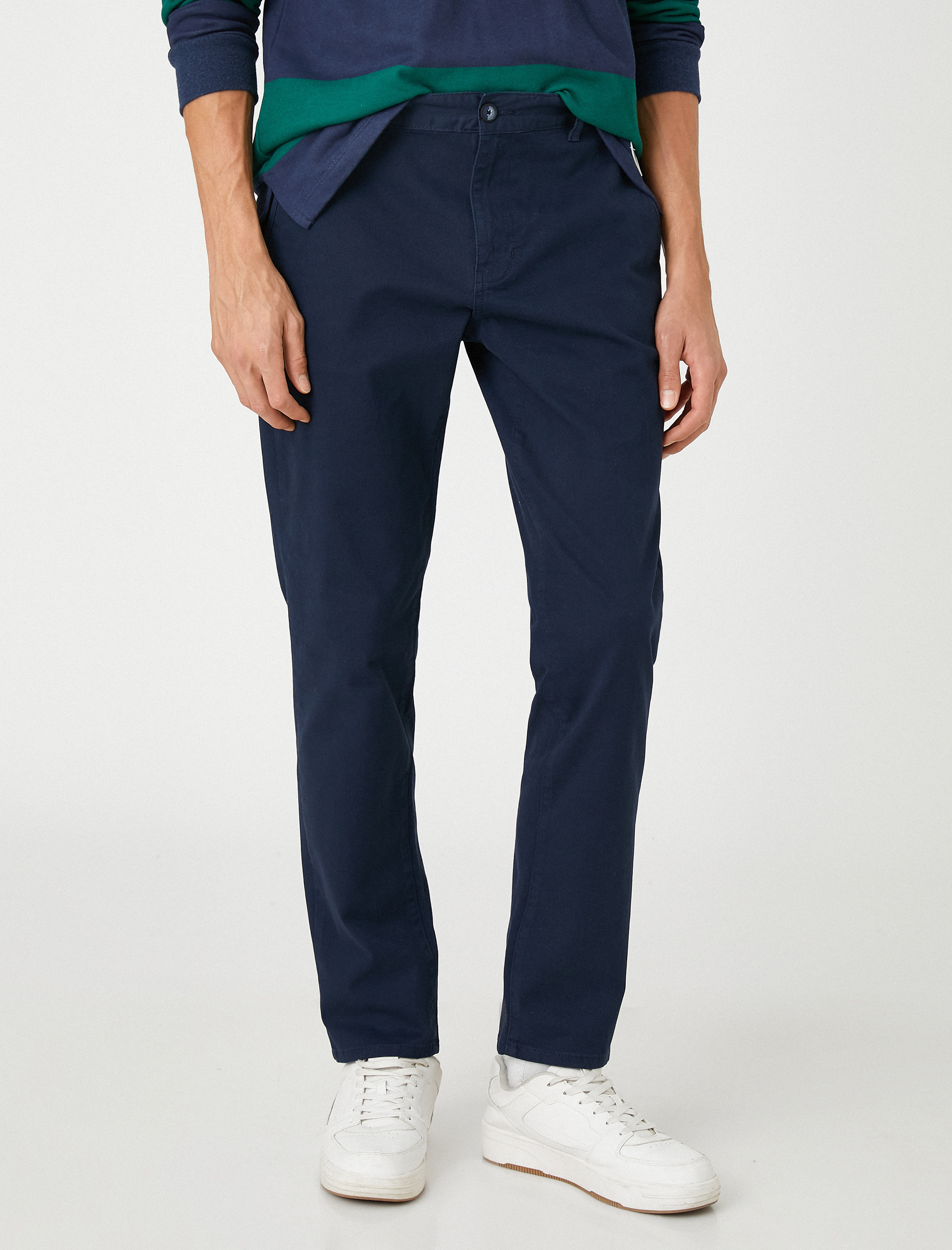   Basic Chino Pantolon Düğmeli Cep Detaylı