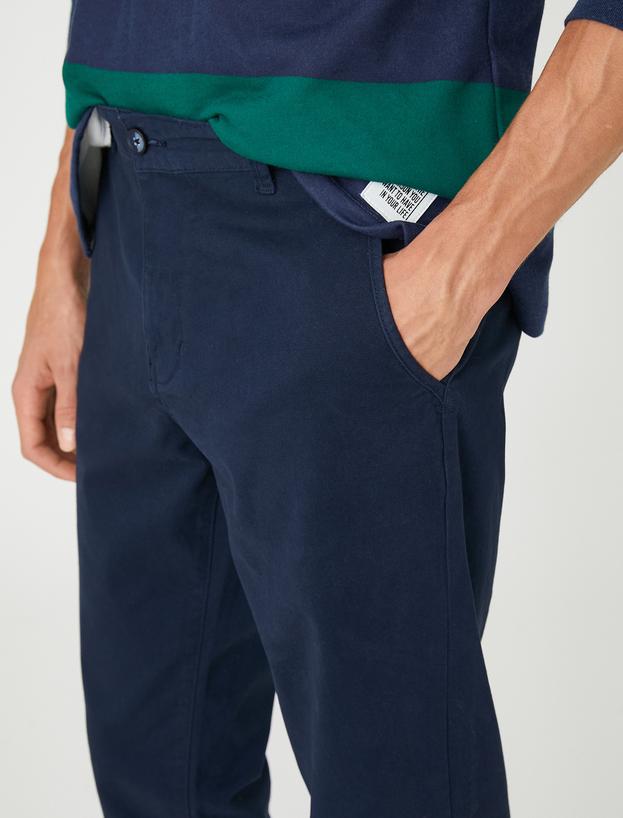   Basic Chino Pantolon Düğmeli Cep Detaylı