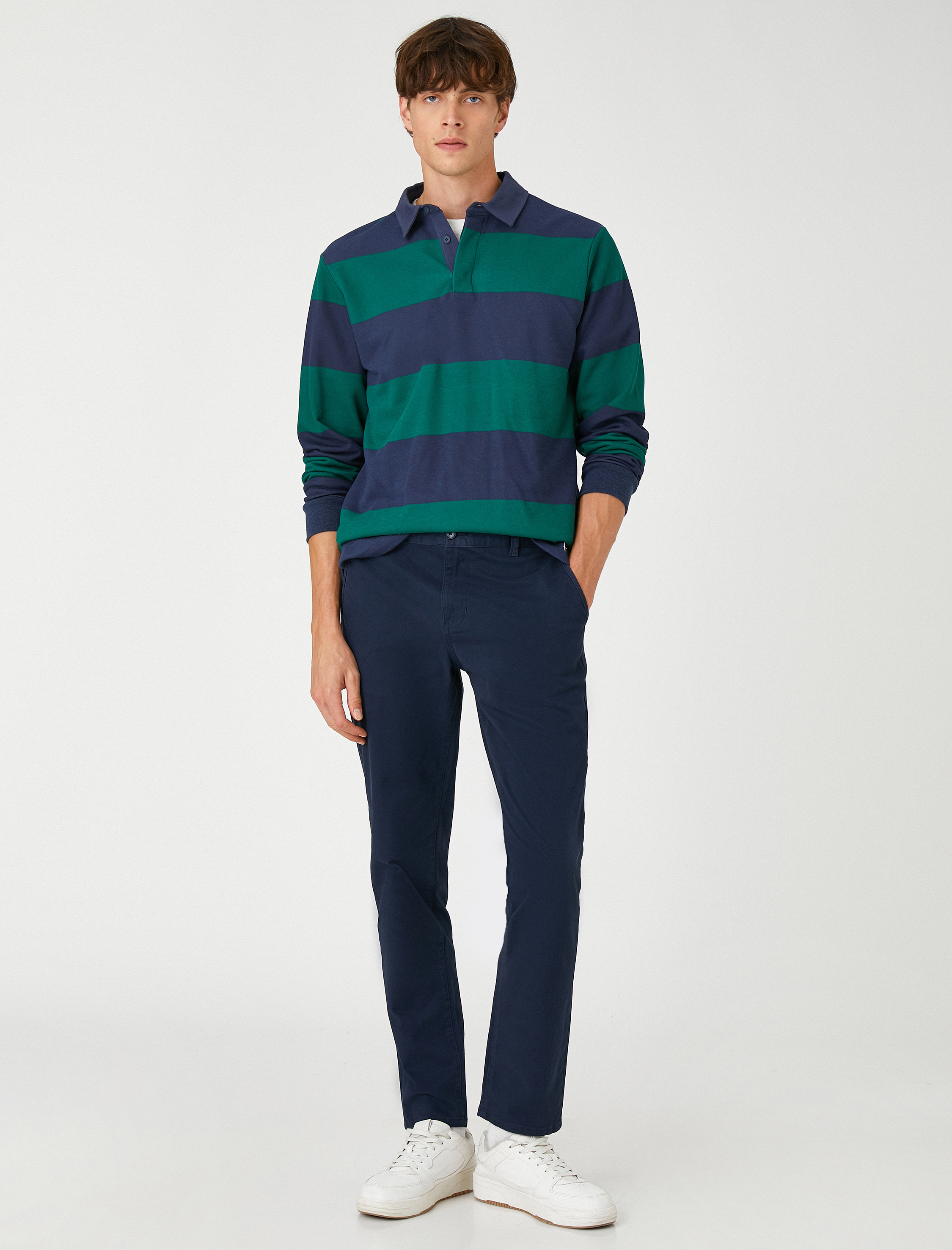   Basic Chino Pantolon Düğmeli Cep Detaylı