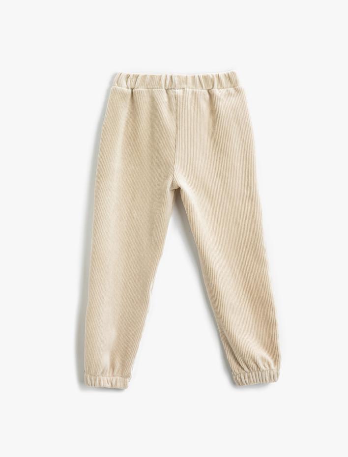 Kız Çocuk Fitilli Kadife Jogger Eşofman Altı