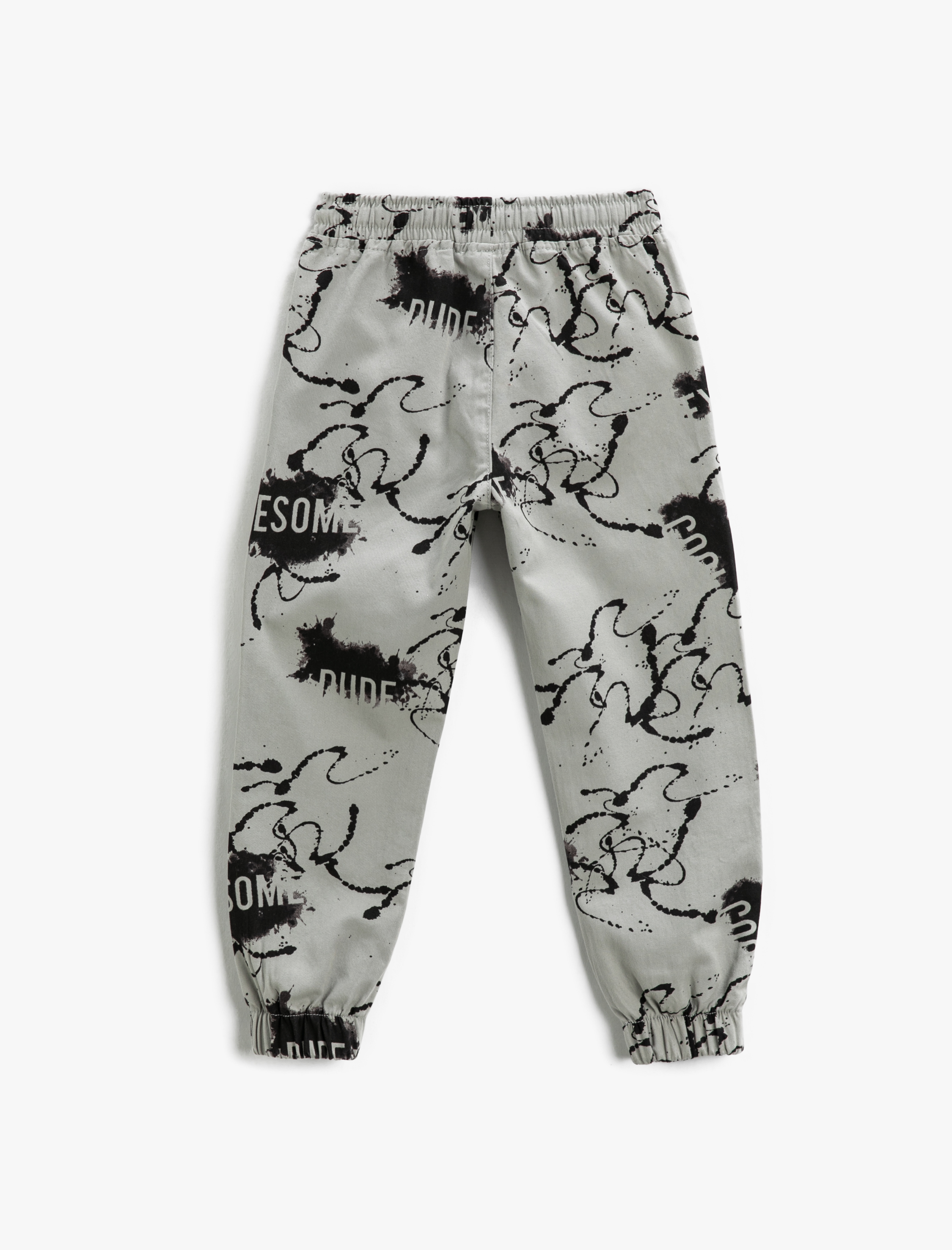  Erkek Çocuk Jogger Pantolon Baskılı Pamuklu Beli Bağlamalı