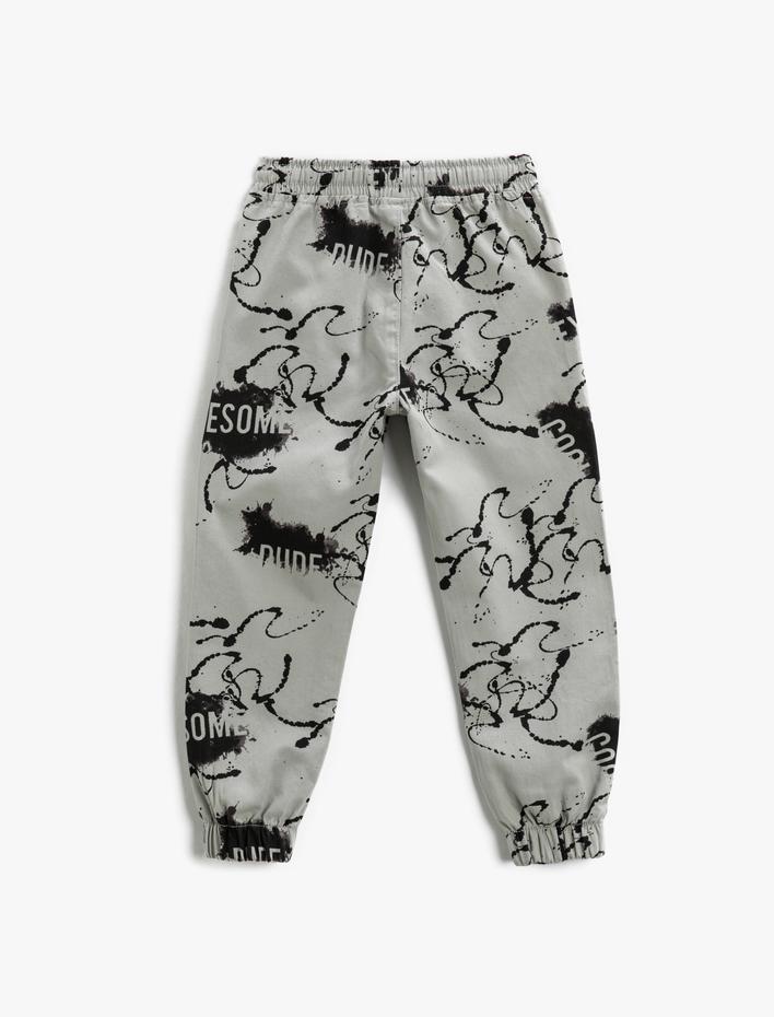 Erkek Çocuk Jogger Pantolon Baskılı Pamuklu Beli Bağlamalı