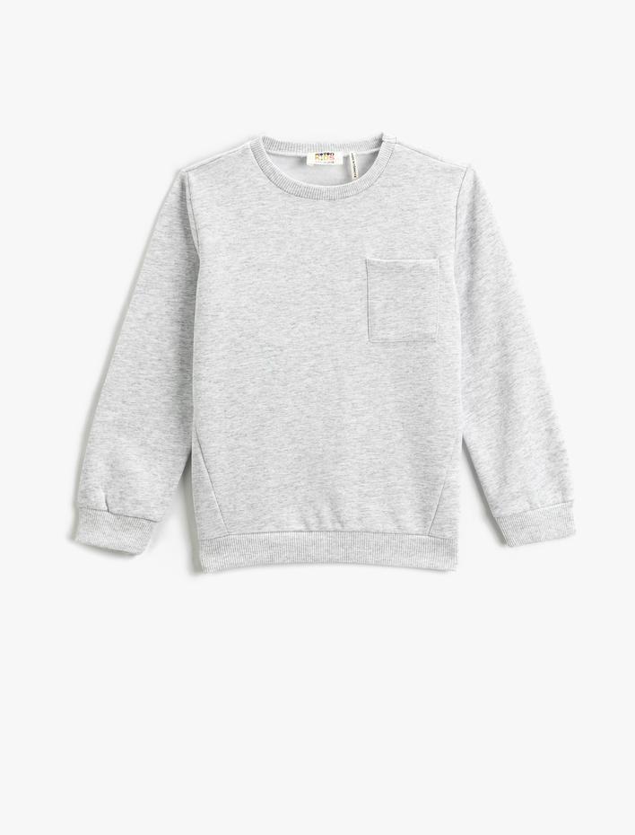 Erkek Çocuk Basic Sweatshirt Uzun Kollu Bisiklet Yaka