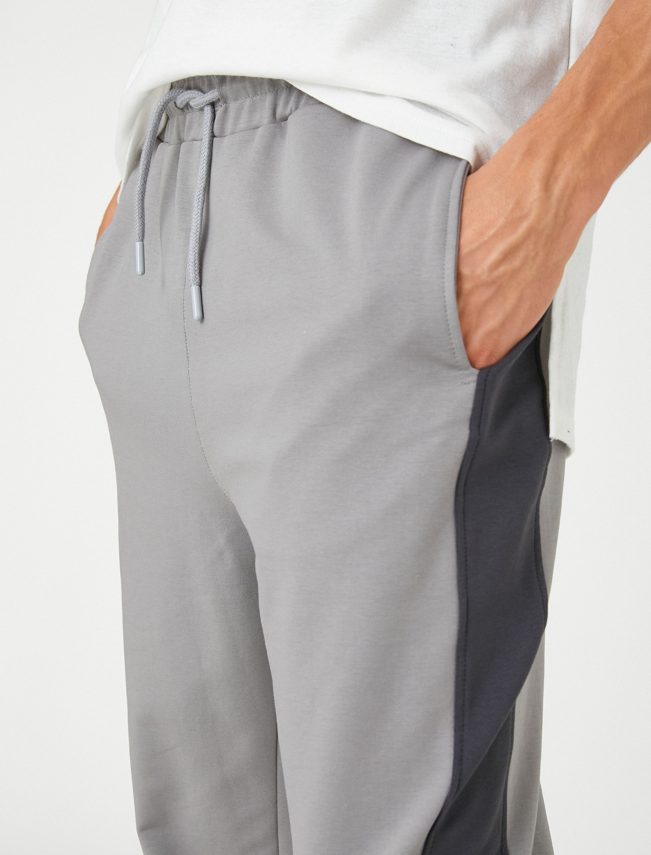   Basic Eşofman Altı Jogger Beli Bağcıklı Renk Bloklu