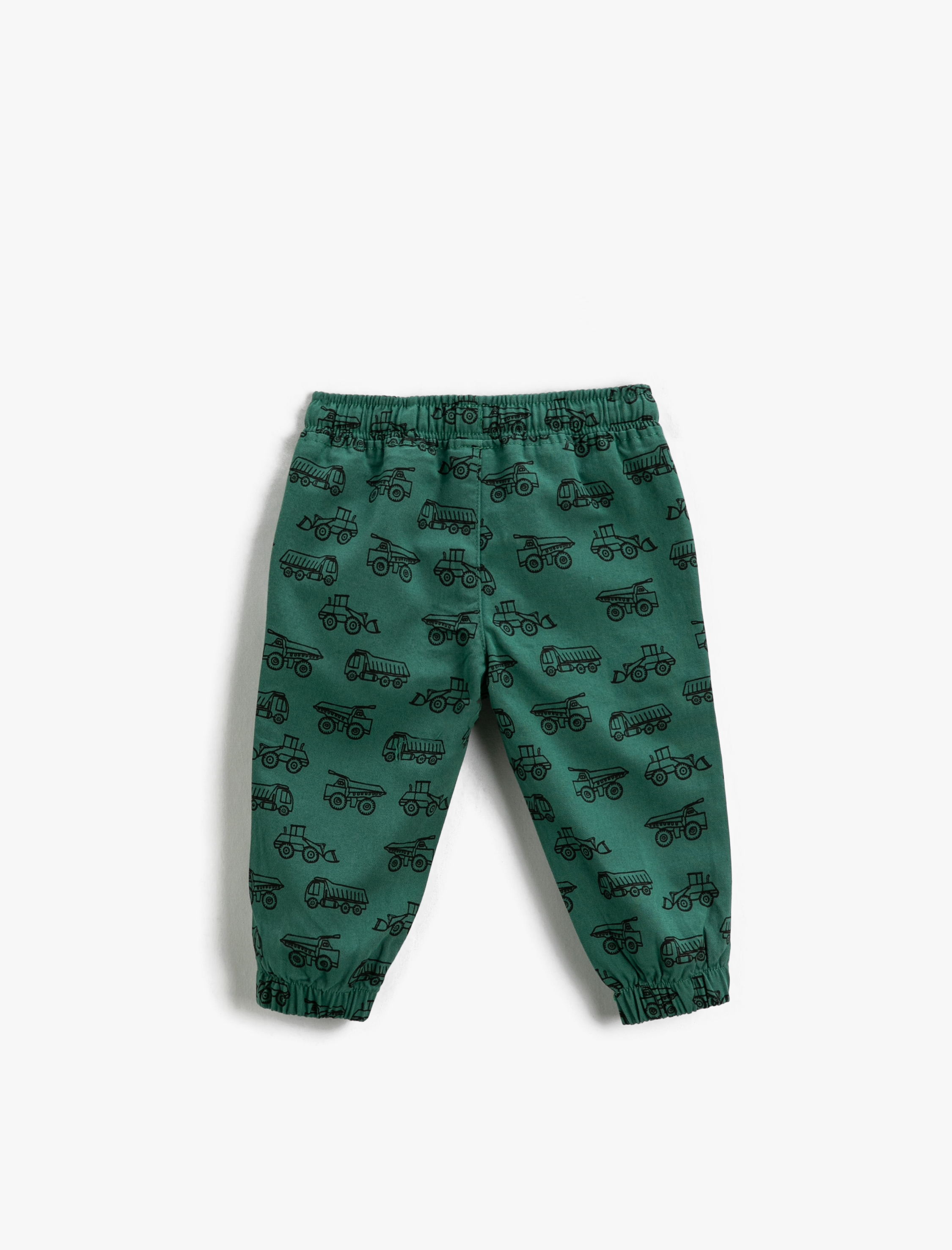 Erkek Bebek Jogger Pantolon Beli Bağlamalı Kamyonet Baskılı Cepli Pamuklu