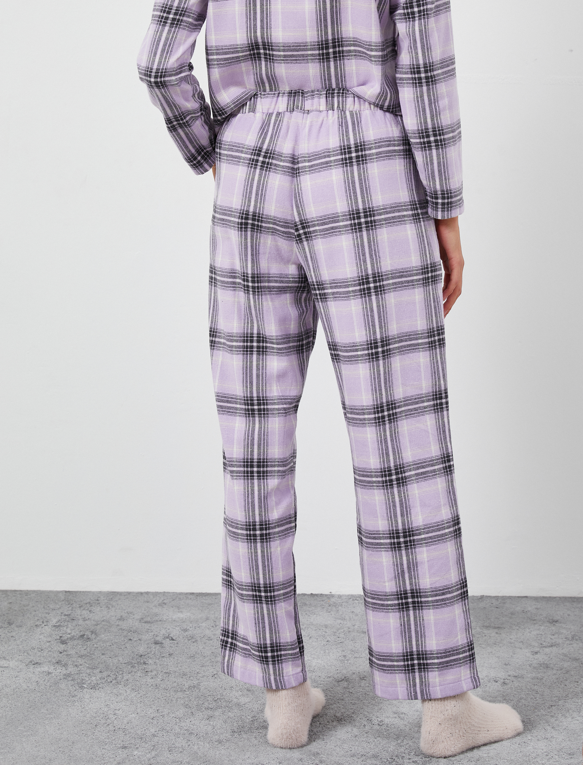   Kareli Pijama Altı Beli Lastikli Düz Paça