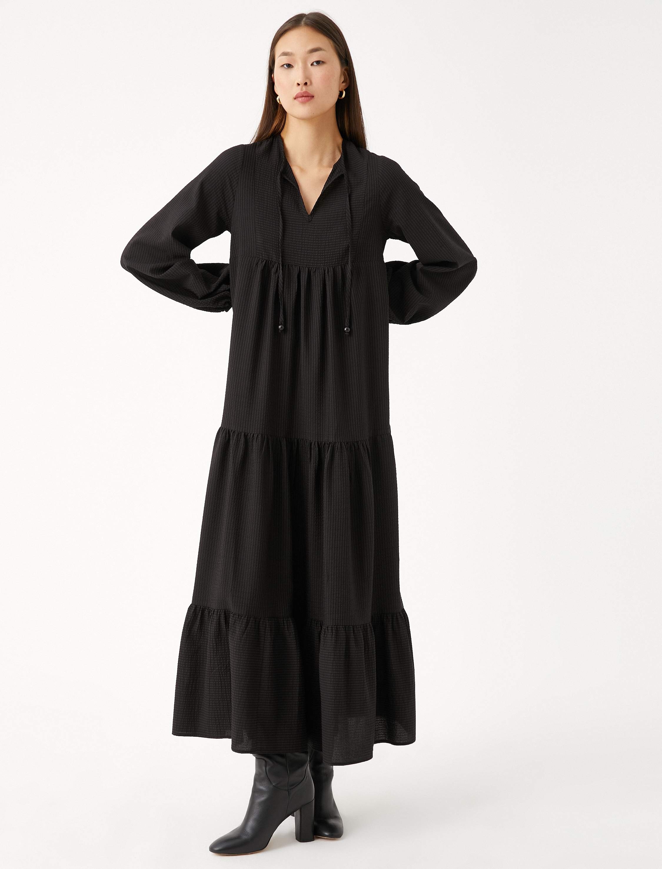   Uzun Katlı Elbise Rahat Kesim