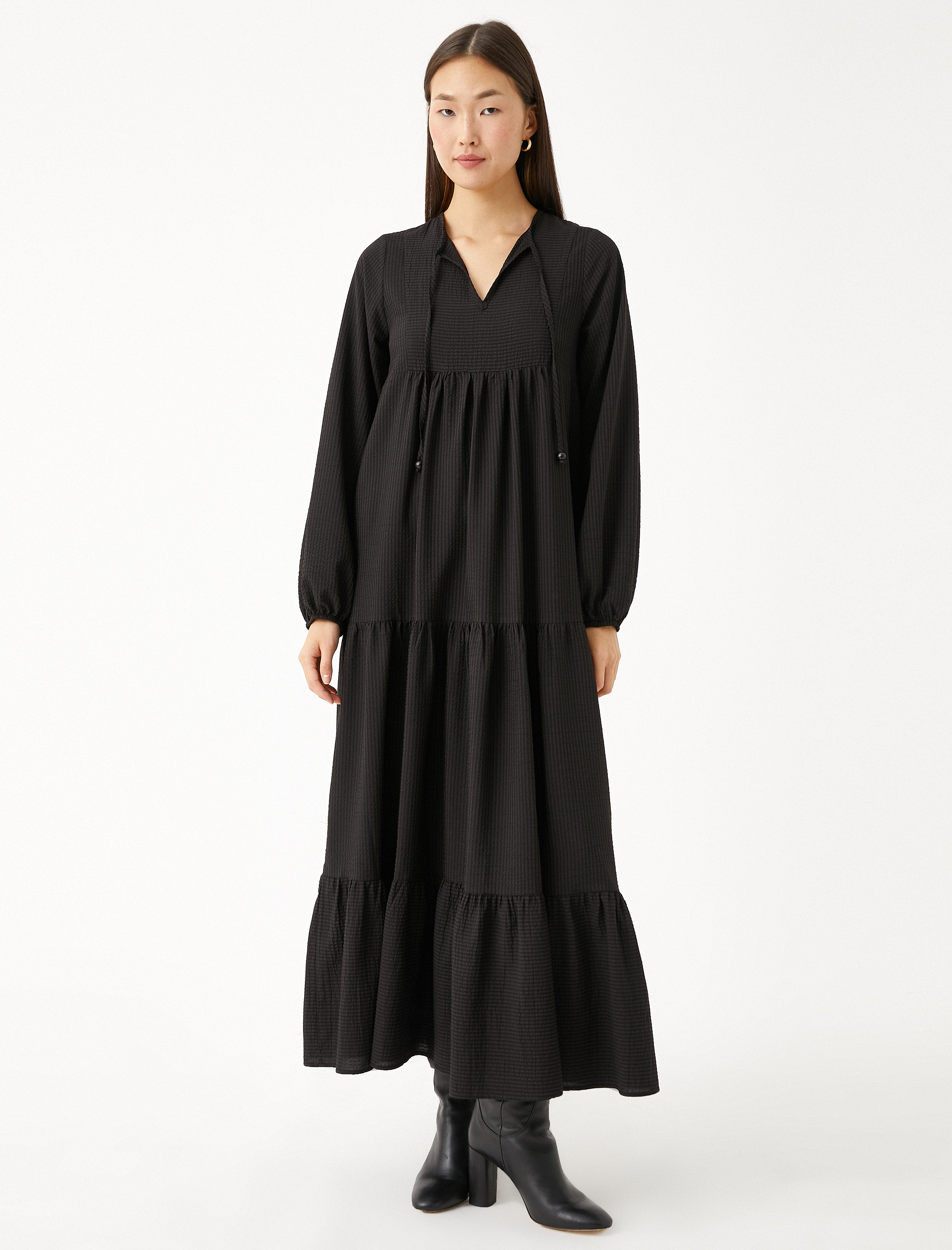   Uzun Katlı Elbise Rahat Kesim