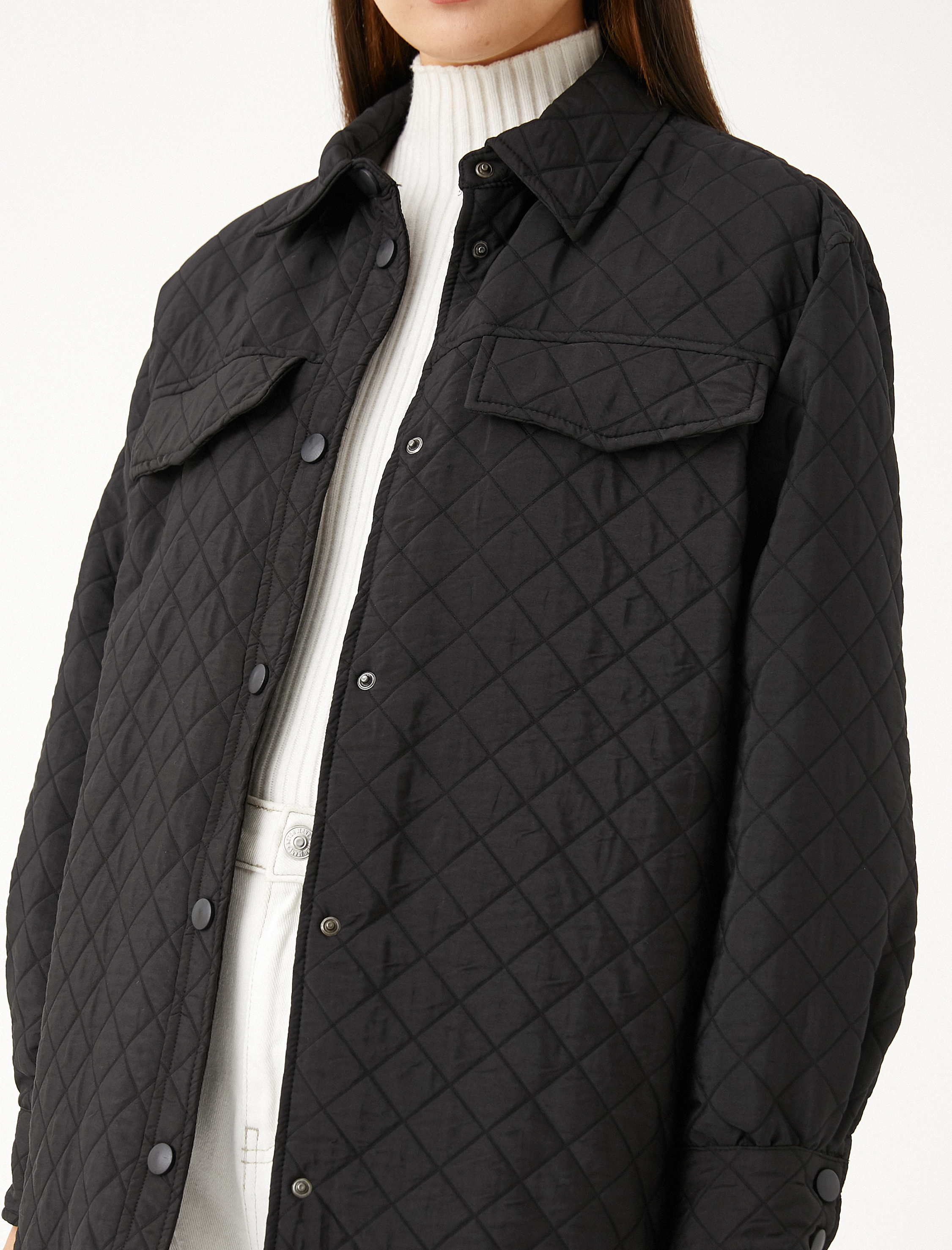   Oversize Ceket Kapitone Cepli