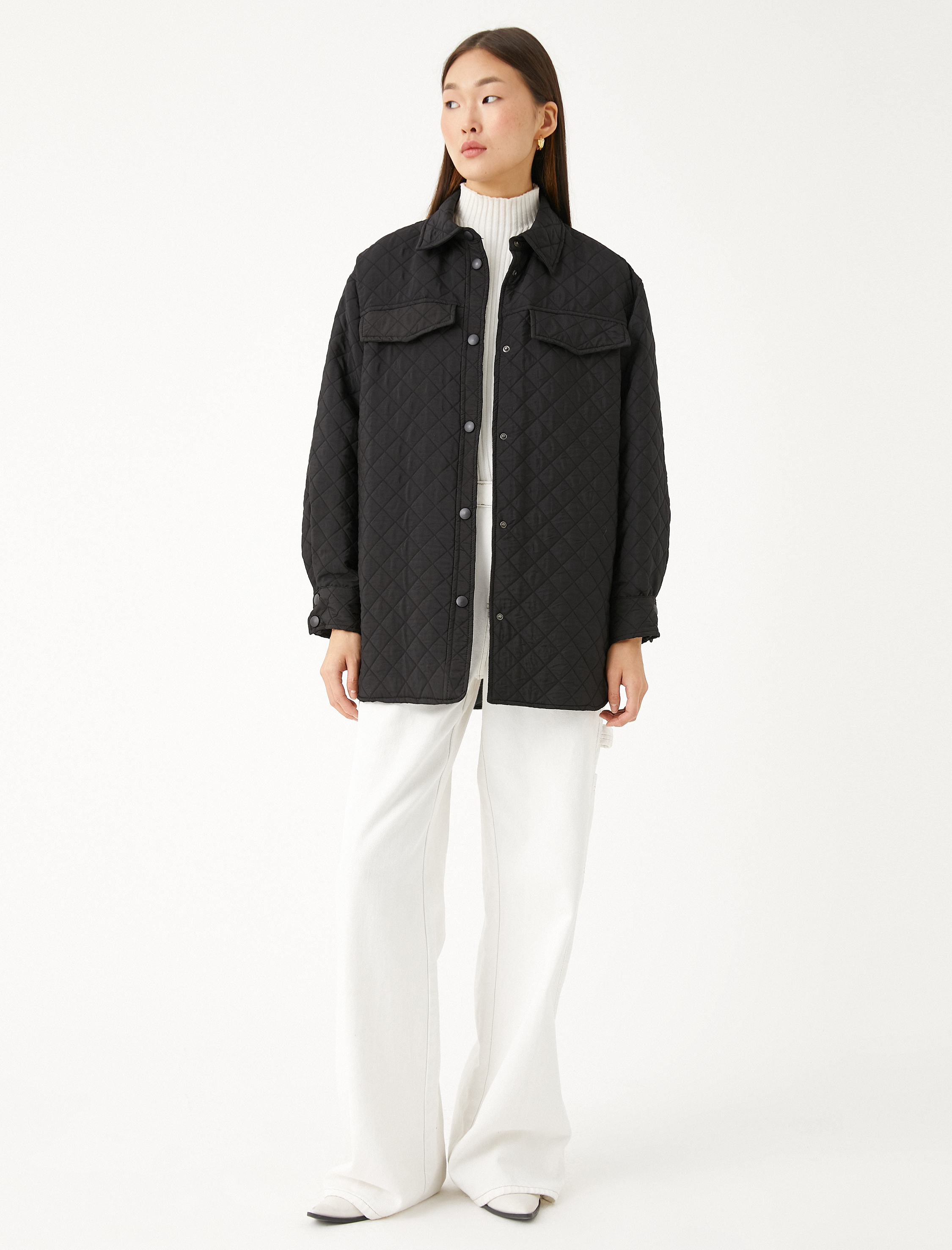   Oversize Ceket Kapitone Cepli