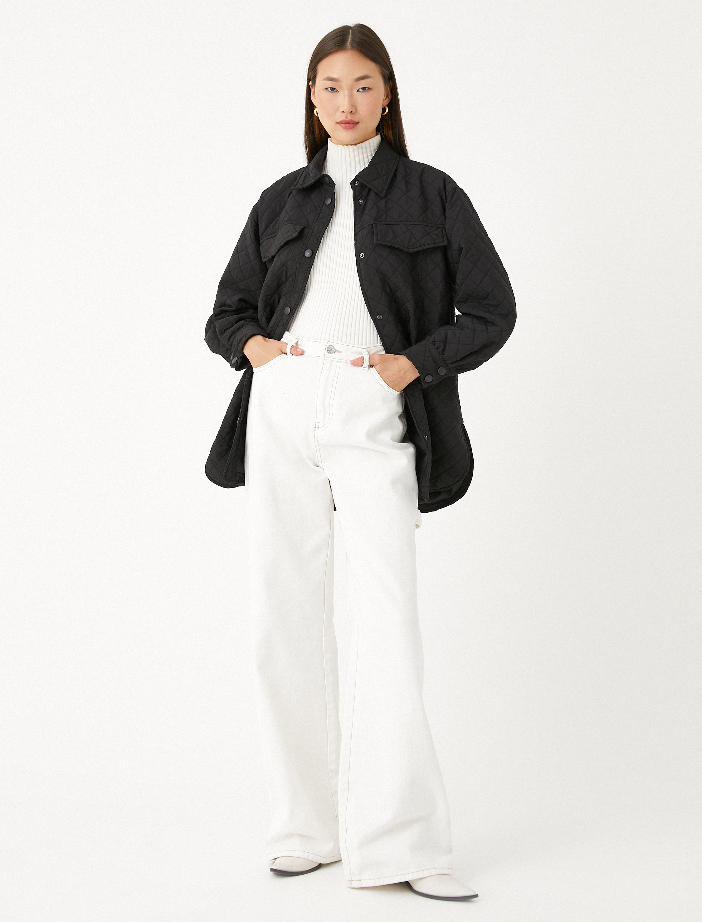   Oversize Ceket Kapitone Cepli