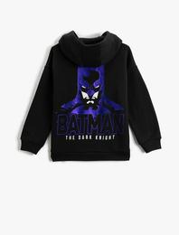 Kapüşonlu Sweatshirt Arkası Batman Baskılı Lisanslı